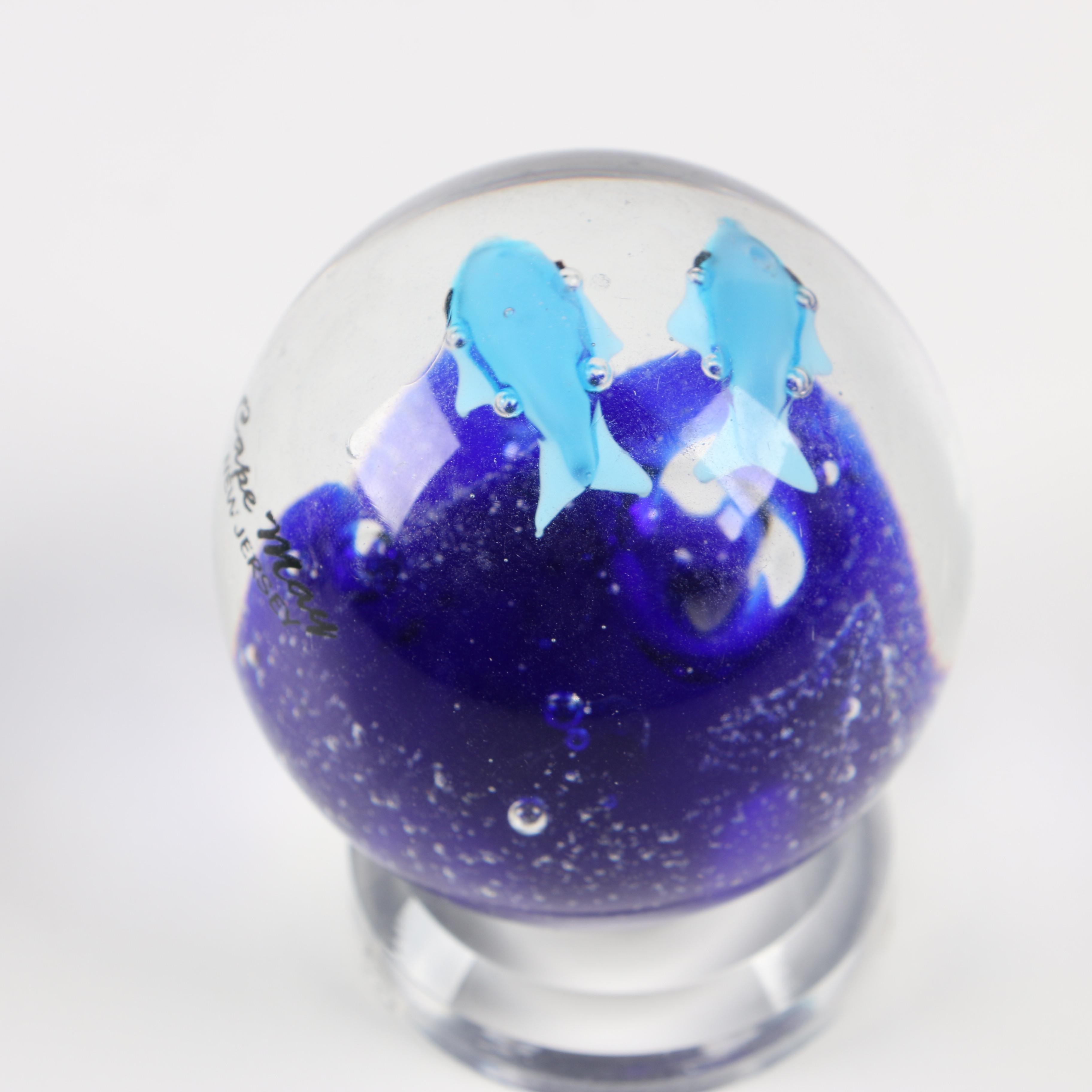 Gibson Art Glass Apple Paperweight with other Art Glass Paperweights