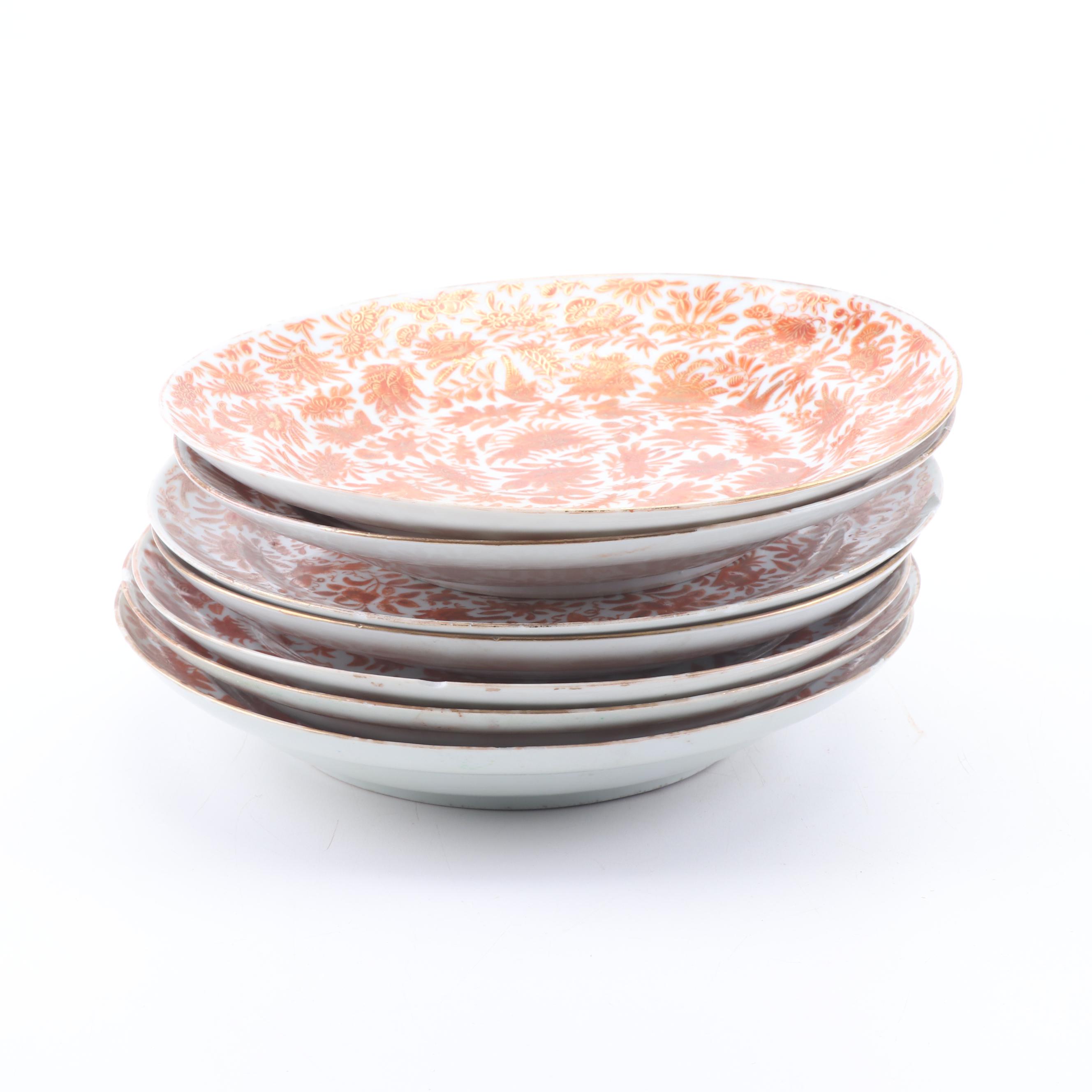 Chinese Qing Dynasty Iron Red Porcelain Plates, 19th Century