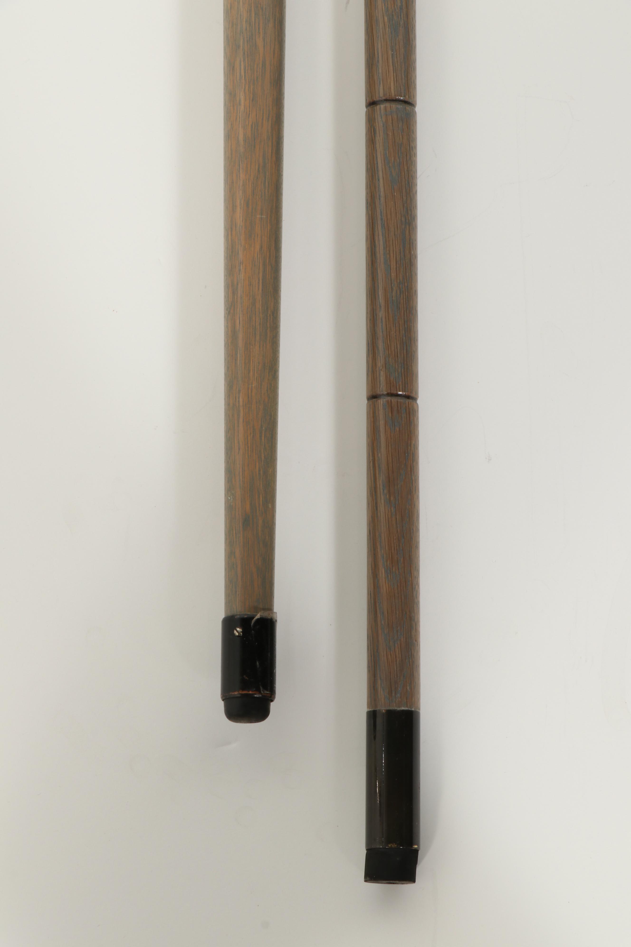 Decorative Metal Handled Wood Walking Sticks, Vintage