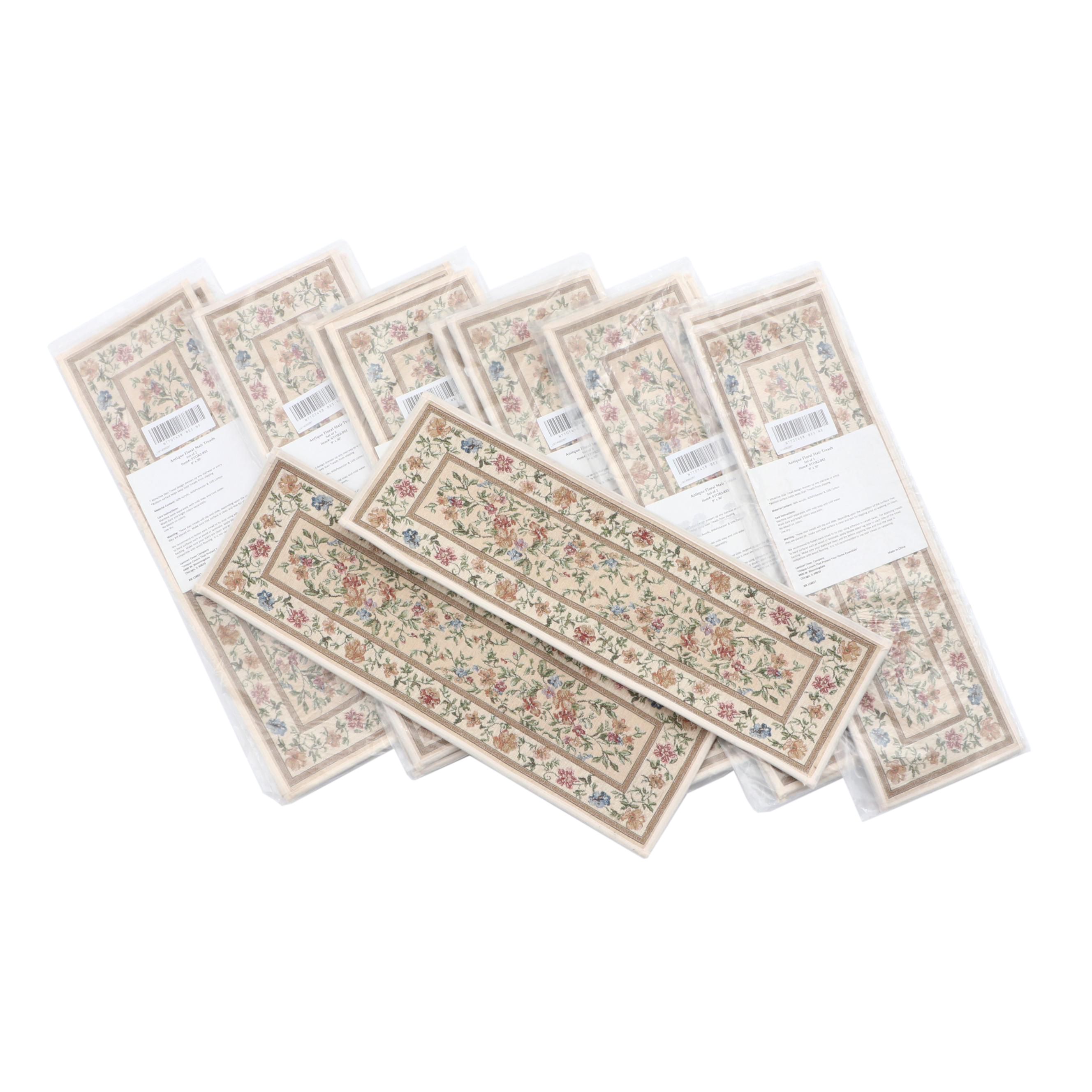 Machine Made "Antique Floral" Carpet Stair Treads
