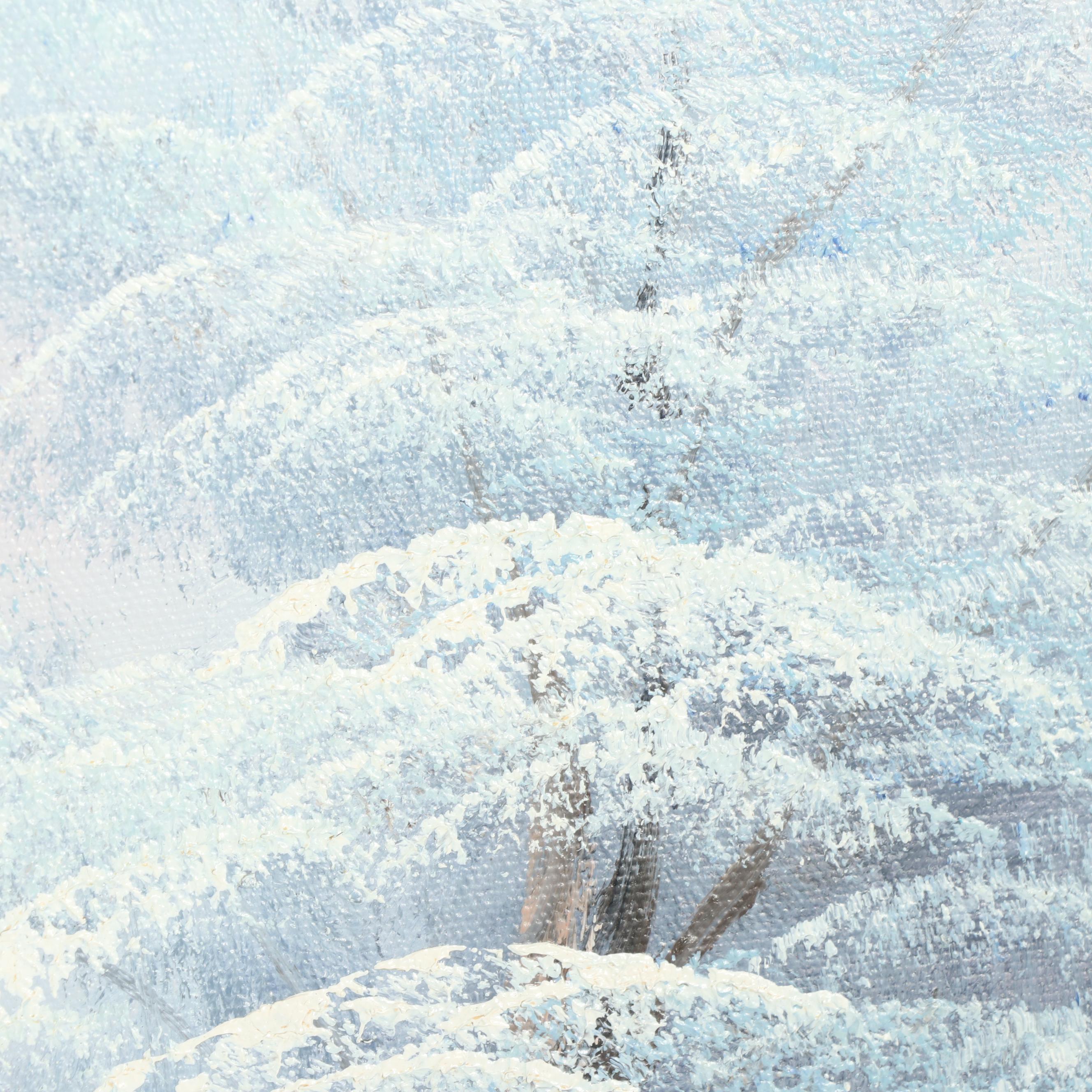 H. Wilson Oil Painting of a Winter Landscape