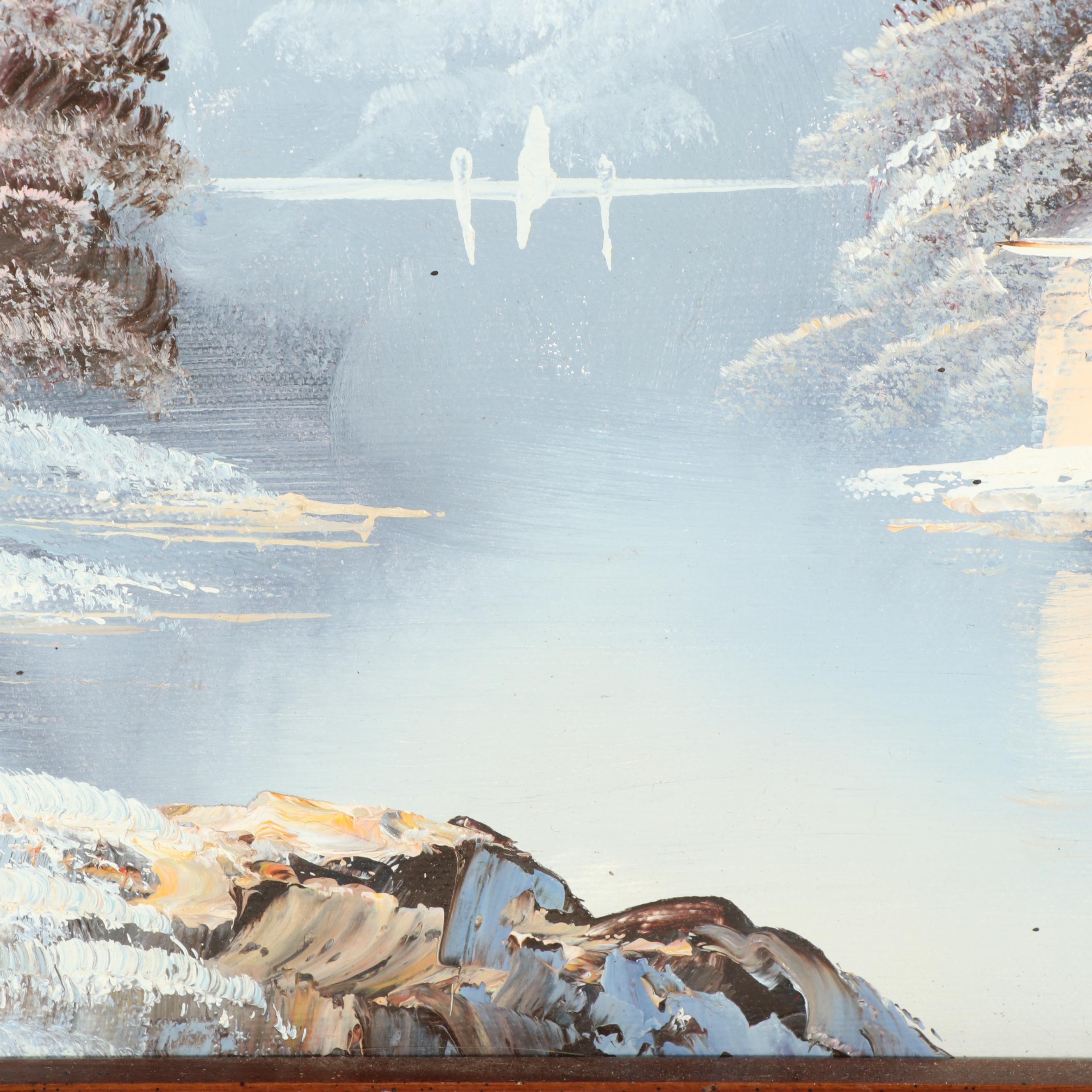 H. Wilson Oil Painting of a Winter Landscape