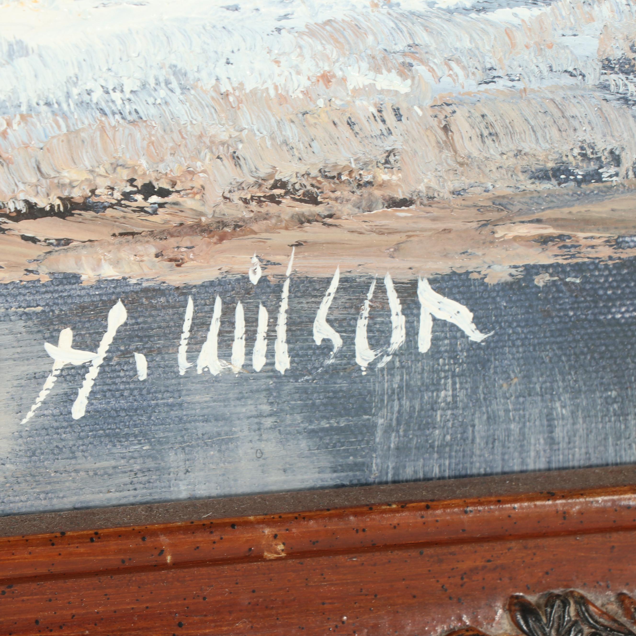 H. Wilson Oil Painting of a Winter Landscape