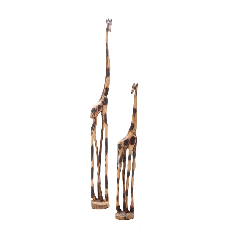 Figural Carved Giraffe Figurines