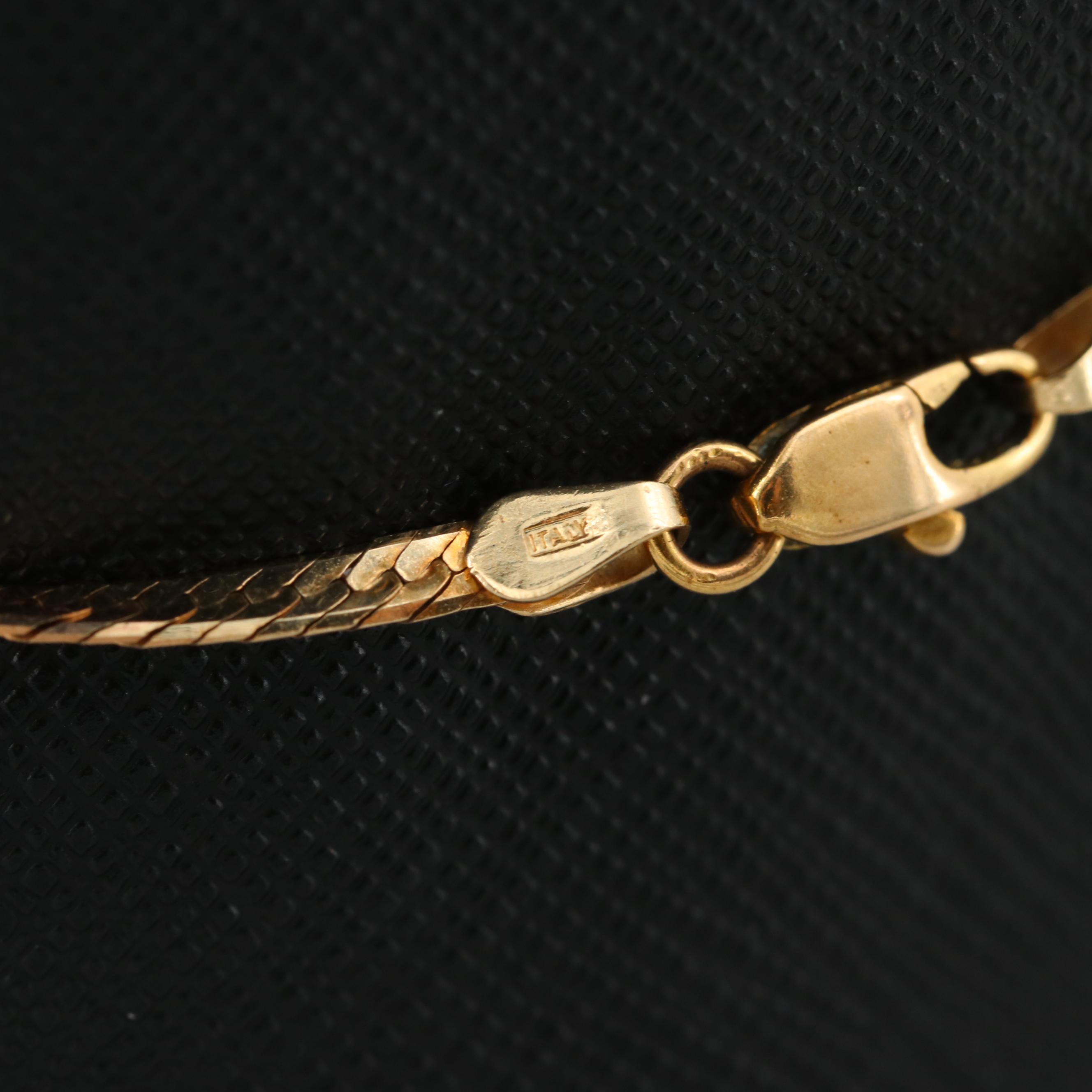 14K Tri-Color Gold Herringbone Bracelet