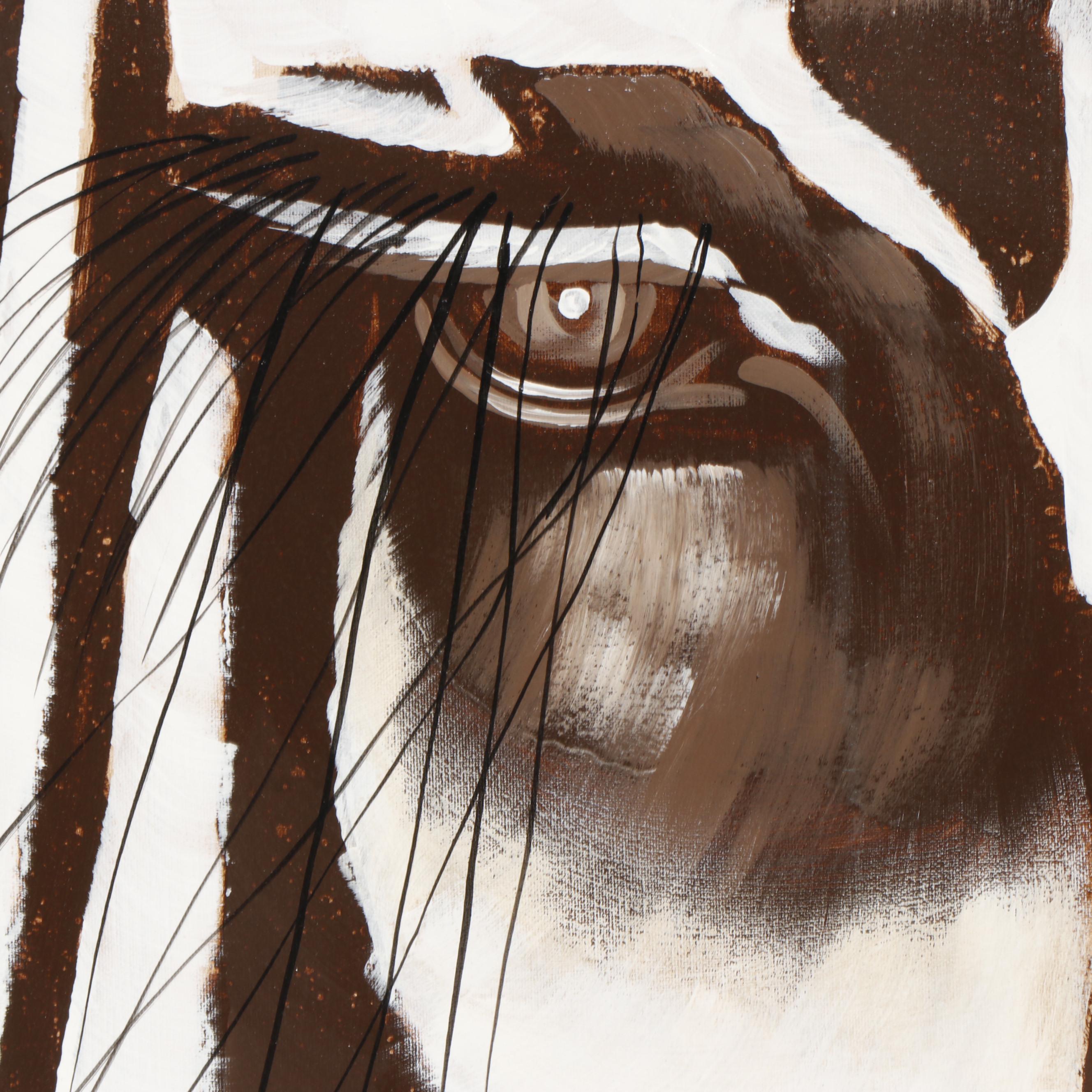 R. Atkins Large Scale Zebra Oil Painting