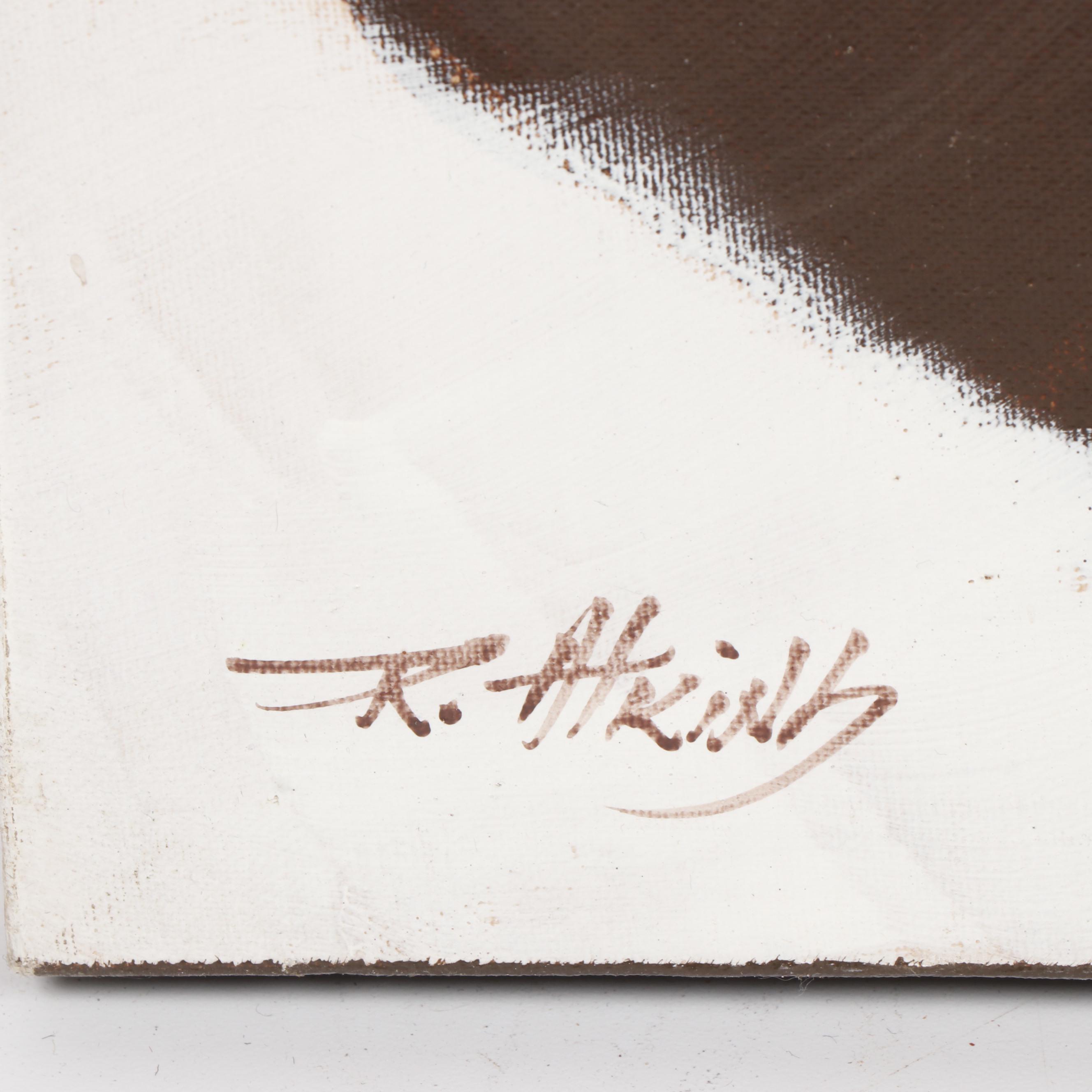 R. Atkins Large Scale Zebra Oil Painting