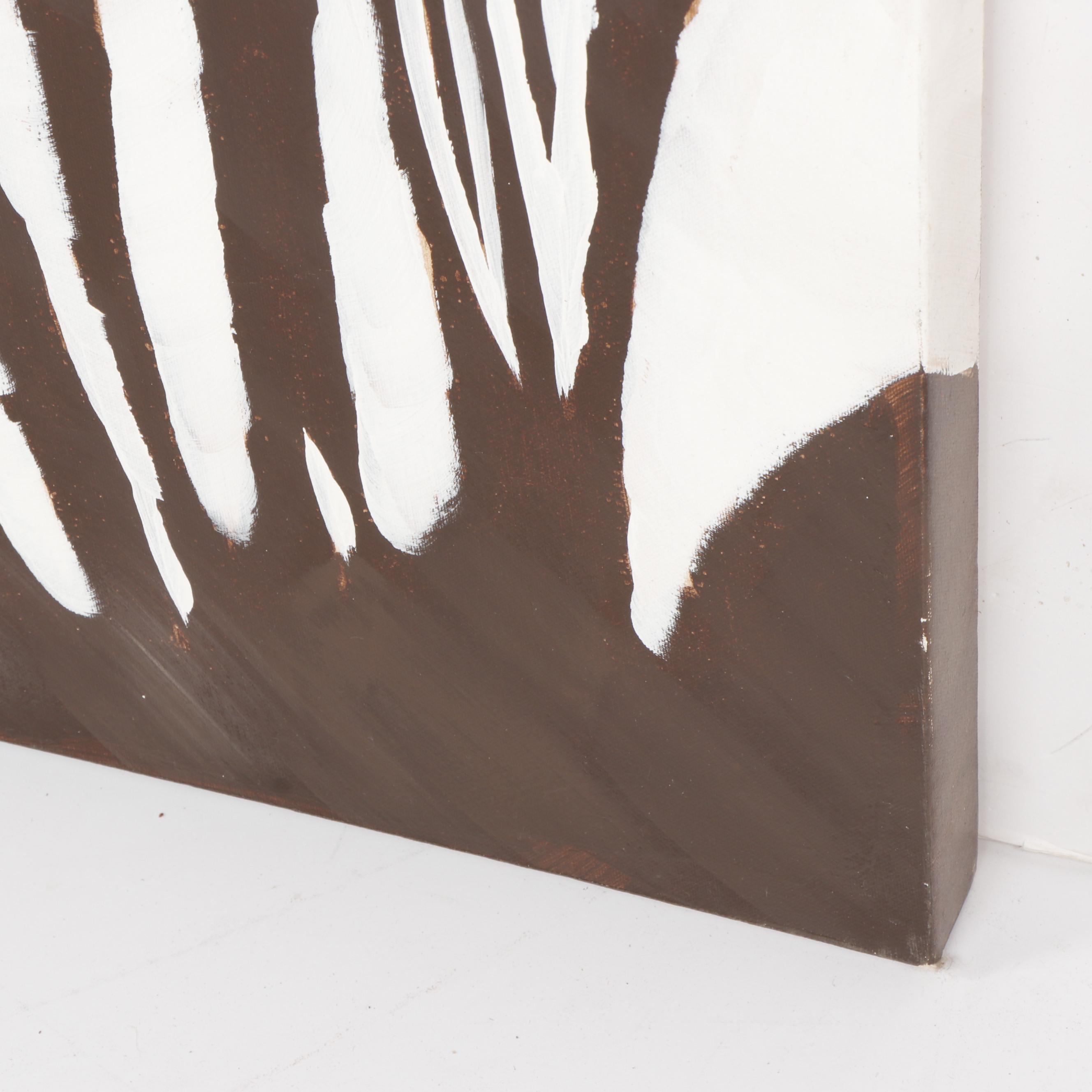 R. Atkins Large Scale Zebra Oil Painting