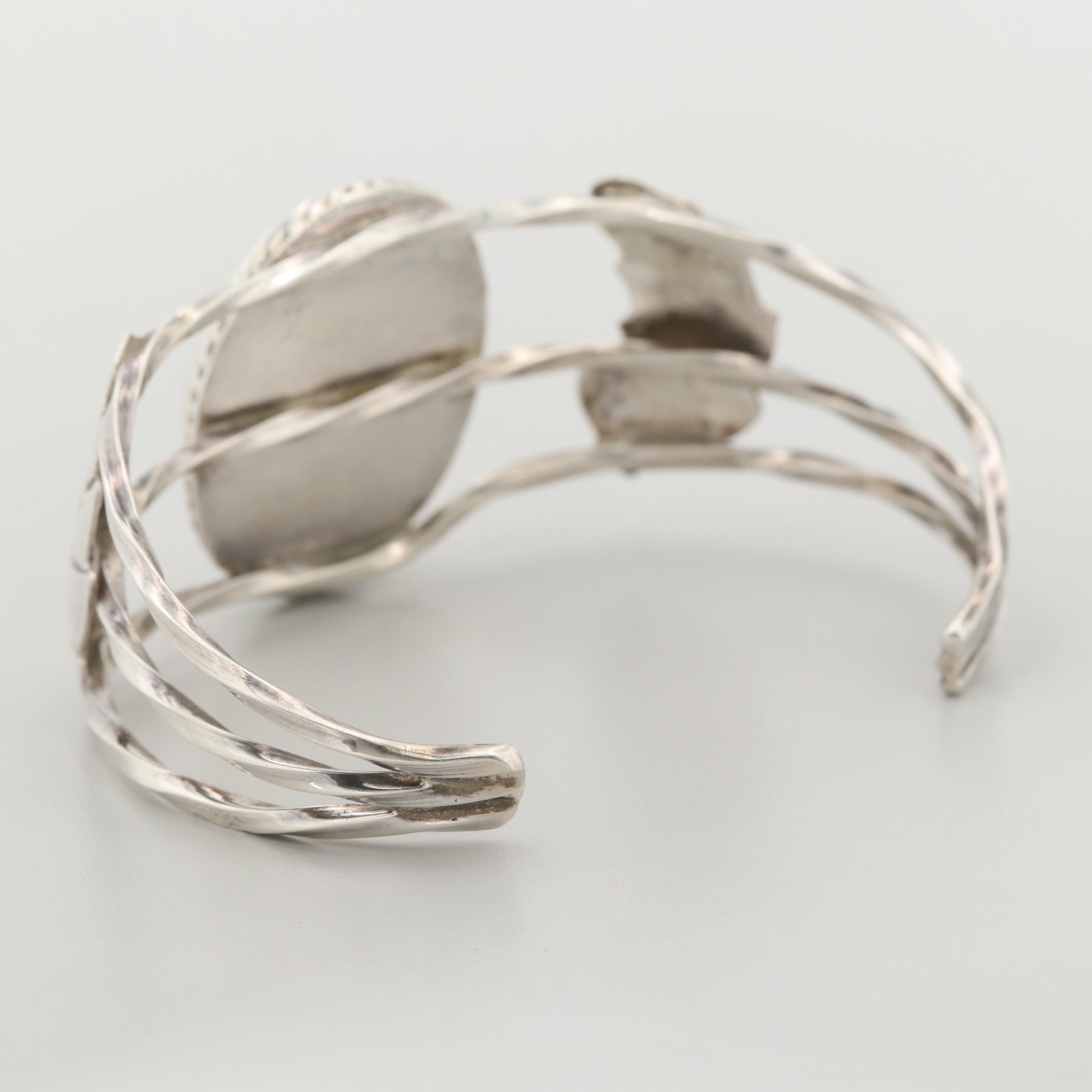 Sterling Silver Turquoise and Mother of Pearl Cuff Bracelet