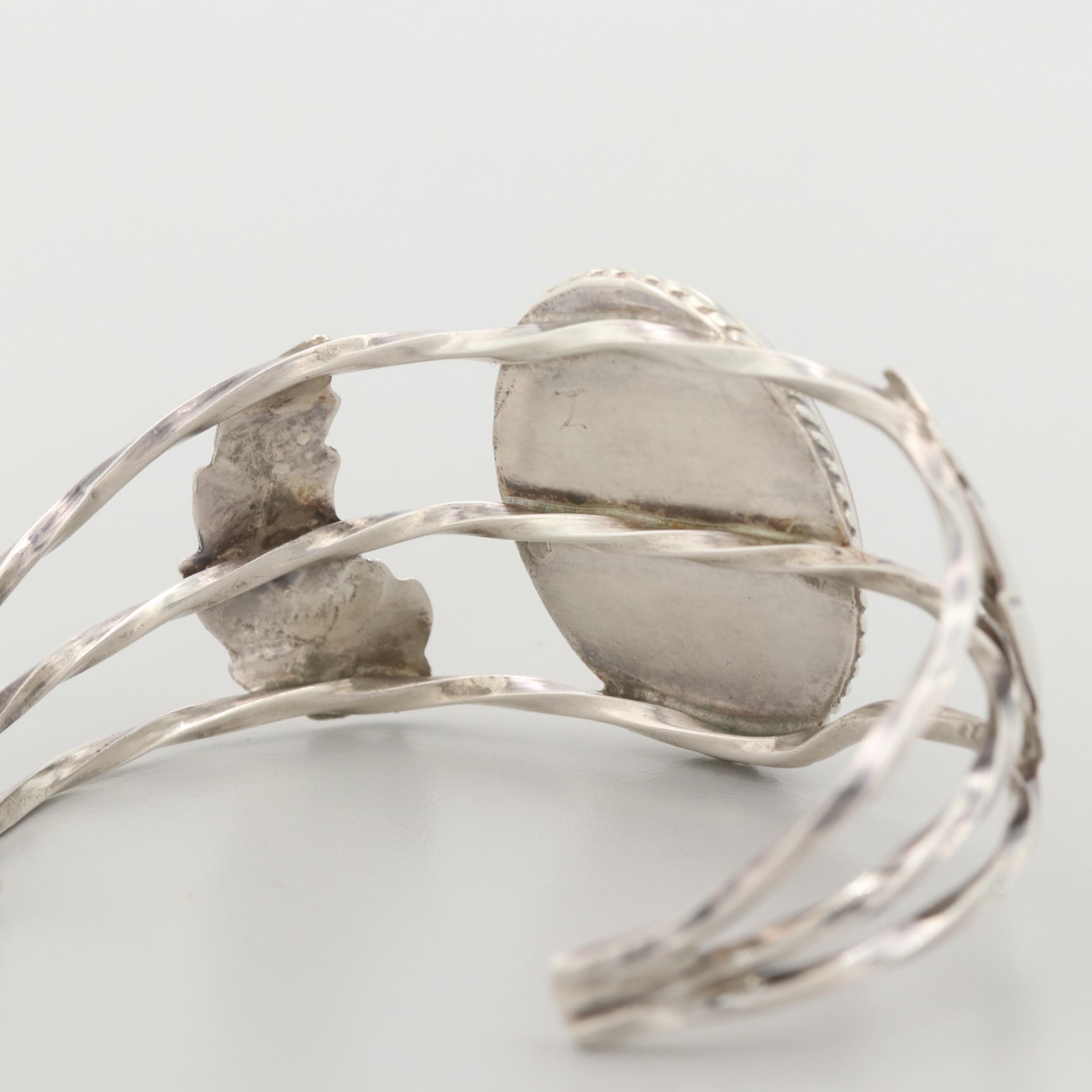 Sterling Silver Turquoise and Mother of Pearl Cuff Bracelet