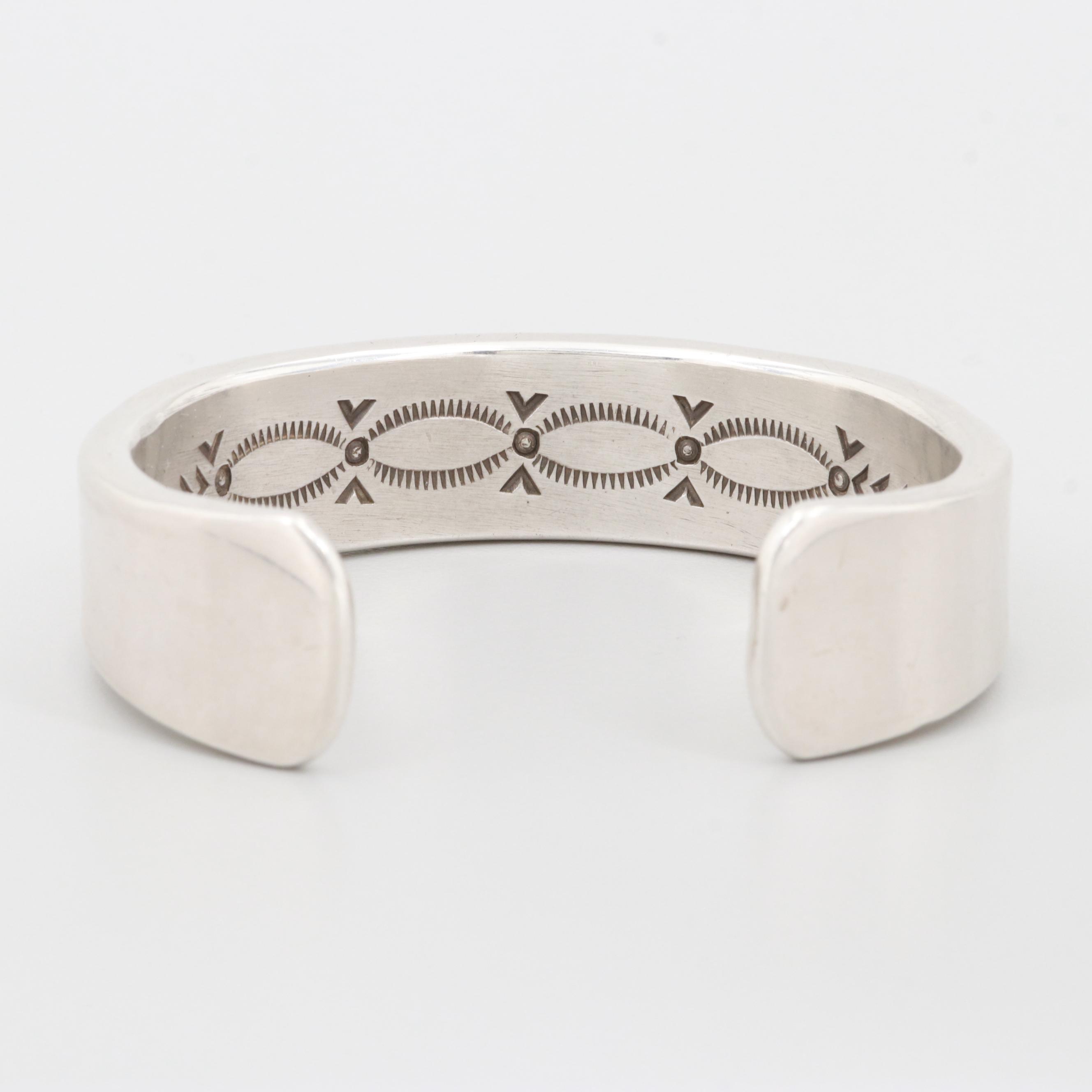 Bruce Morgan Navajo Diné Sterling Silver and 14K Yellow Gold Cuff Bracelet