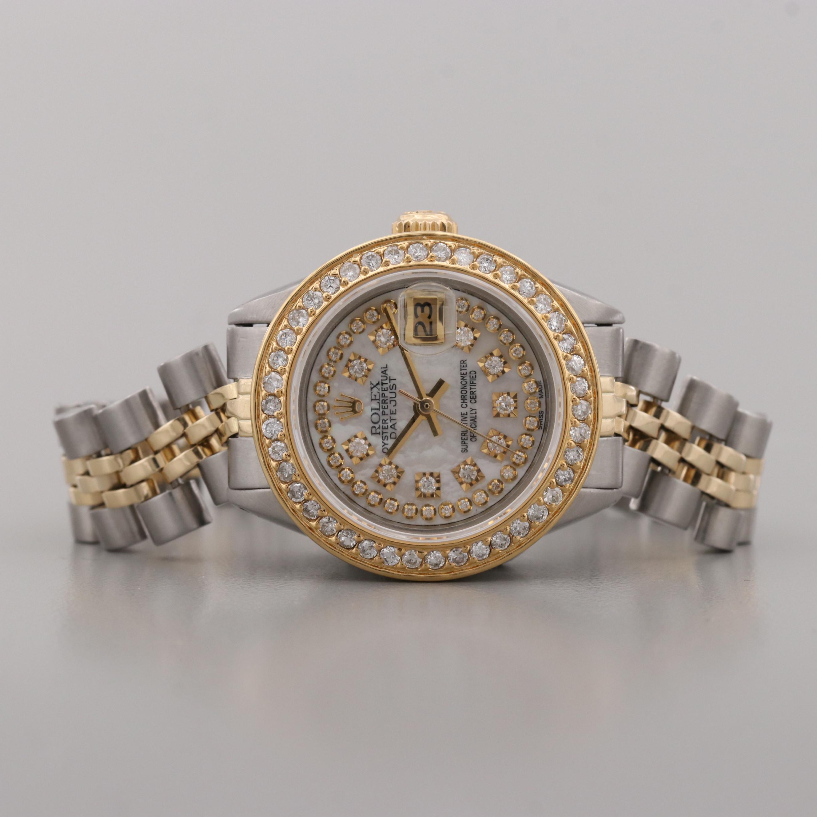 Rolex Datejust Two-Tone Watch With 1.05 CTW Diamond Bezel and Dial, 1981