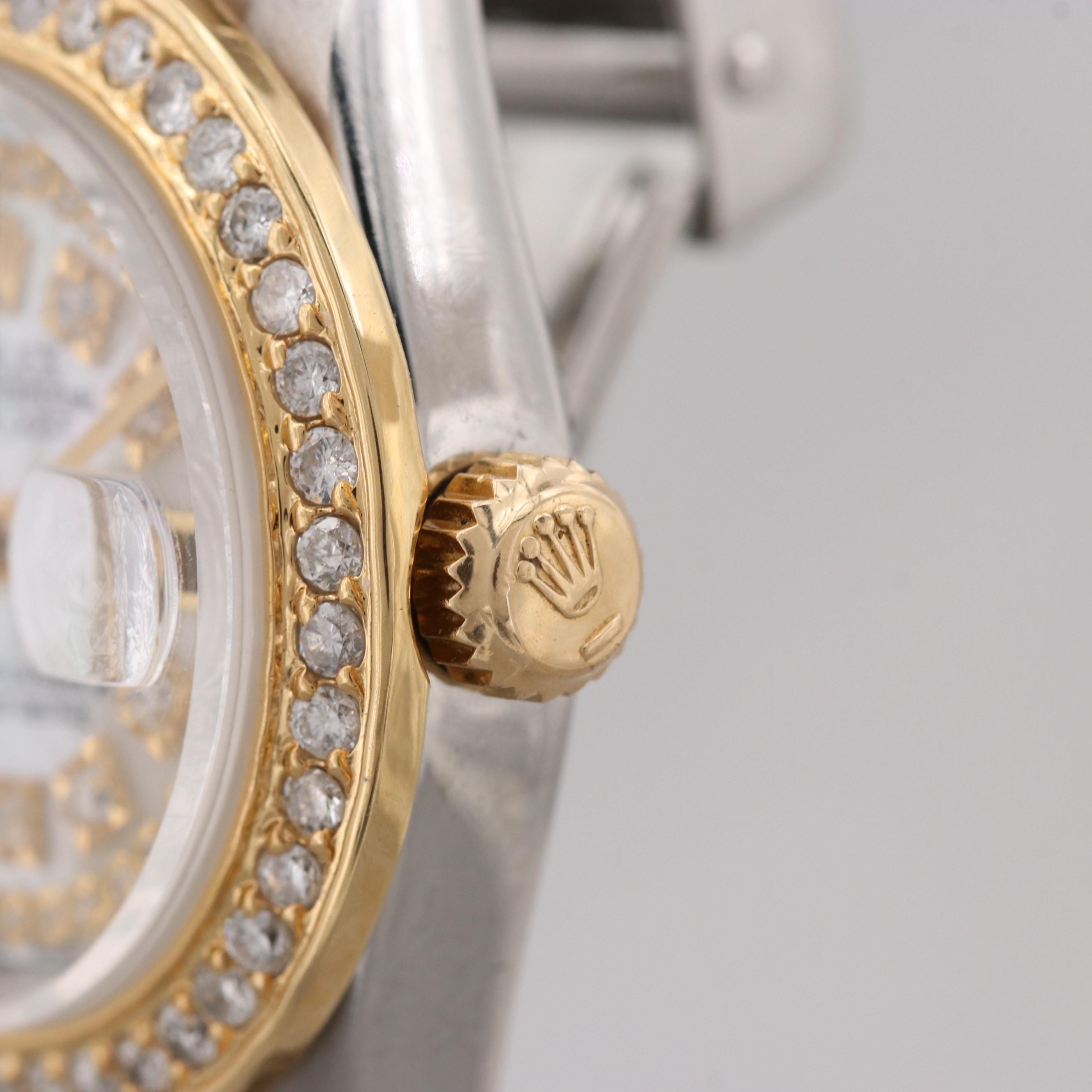 Rolex Datejust Two-Tone Watch With 1.05 CTW Diamond Bezel and Dial, 1981