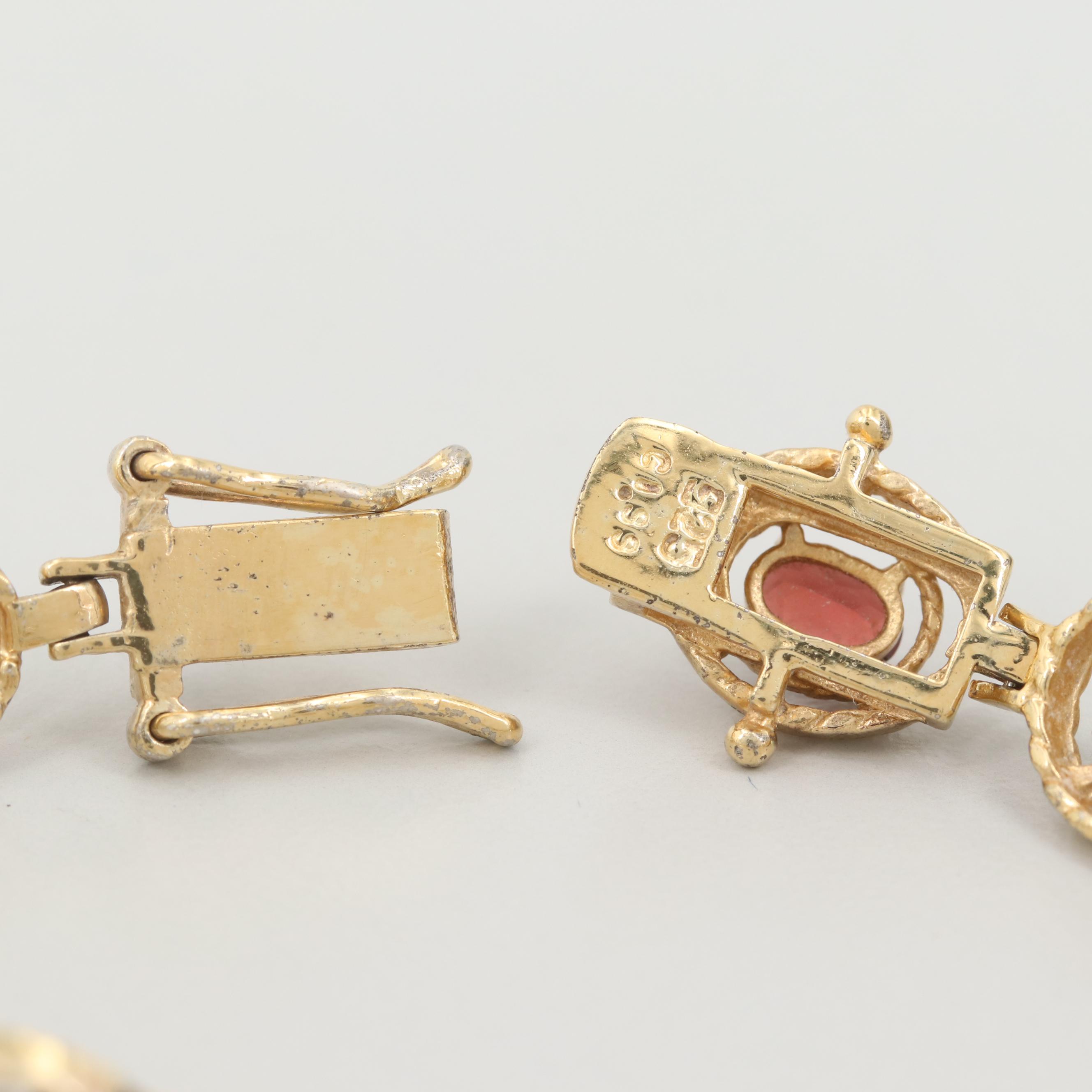 Gold Wash on Sterling Silver Topaz, Amethyst, Peridot, and Garnet Bracelet