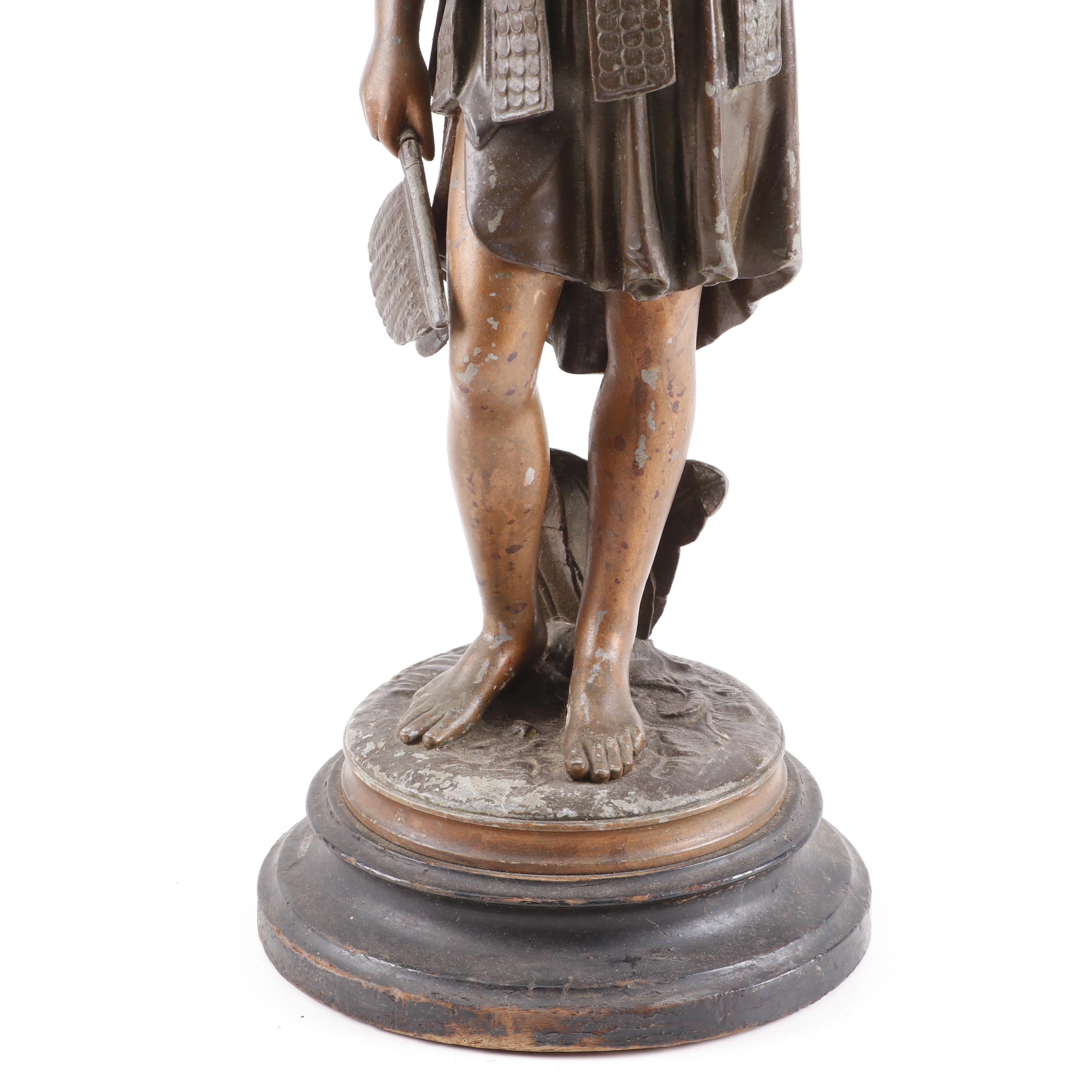 Cast Metal Female Warrior Sculpture