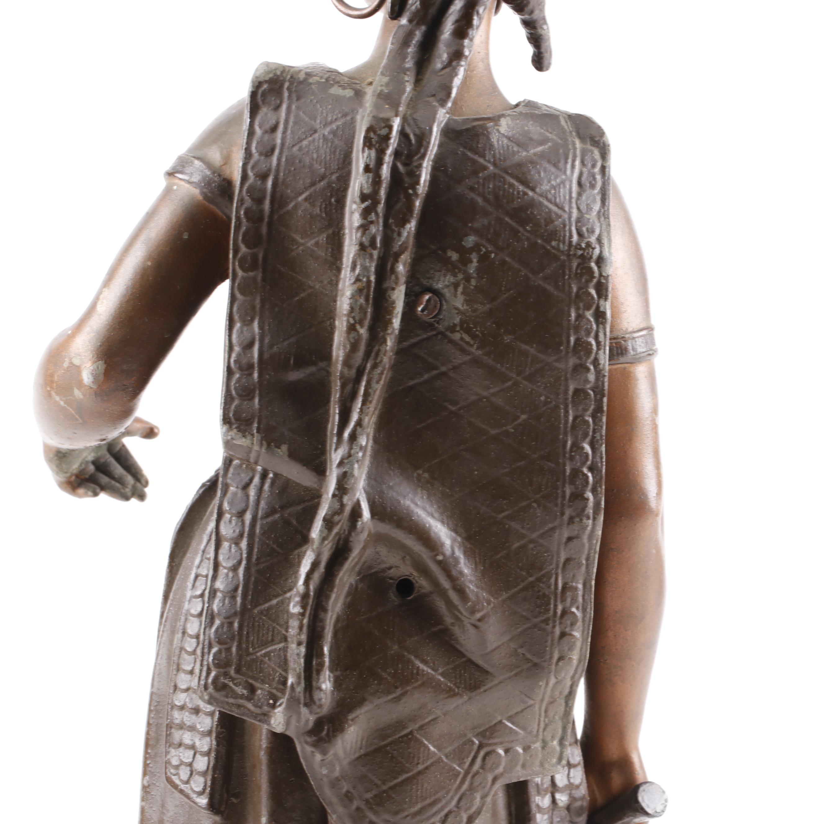 Cast Metal Female Warrior Sculpture
