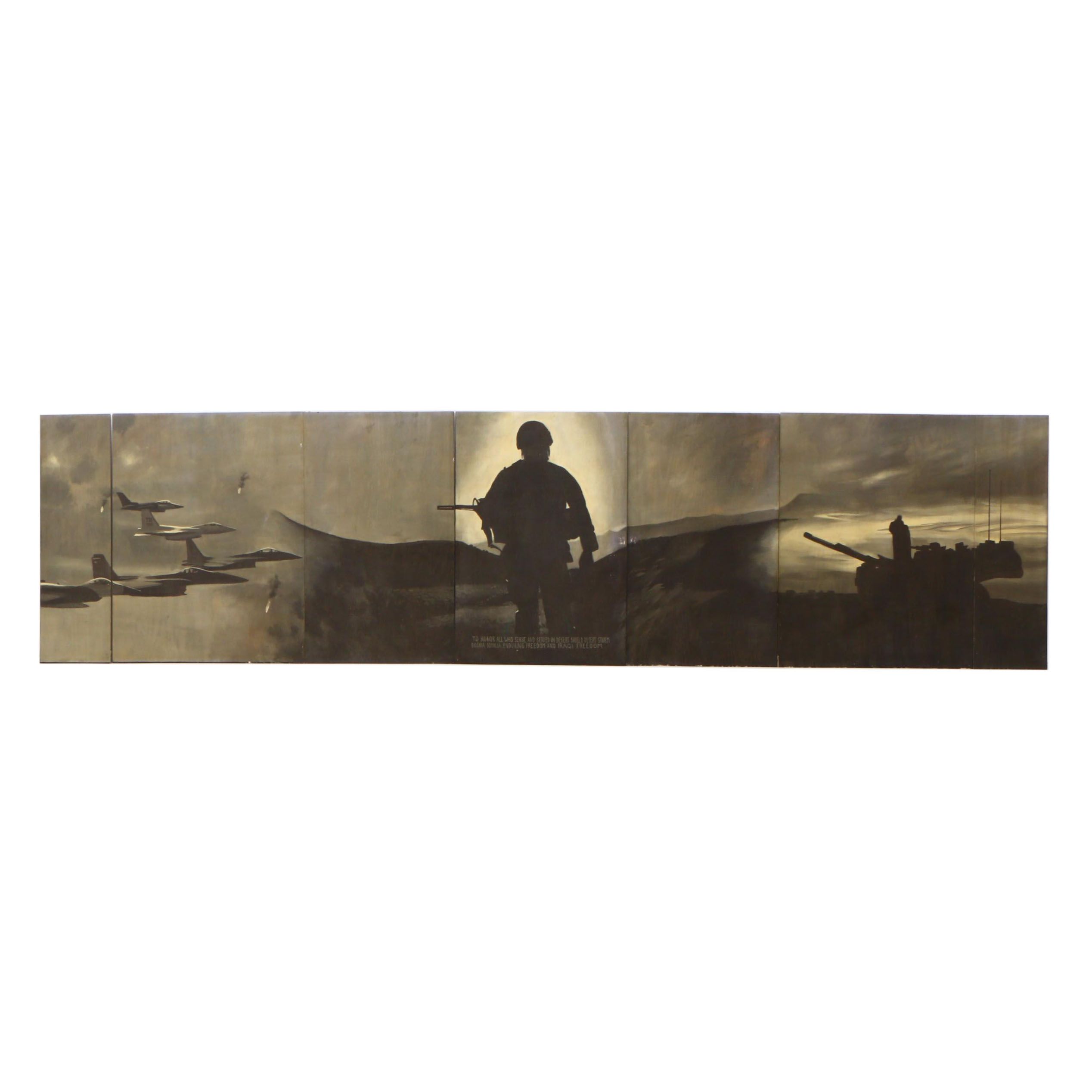 Greg Storer Multi-Panel Desert Storm Themed Mural Painting