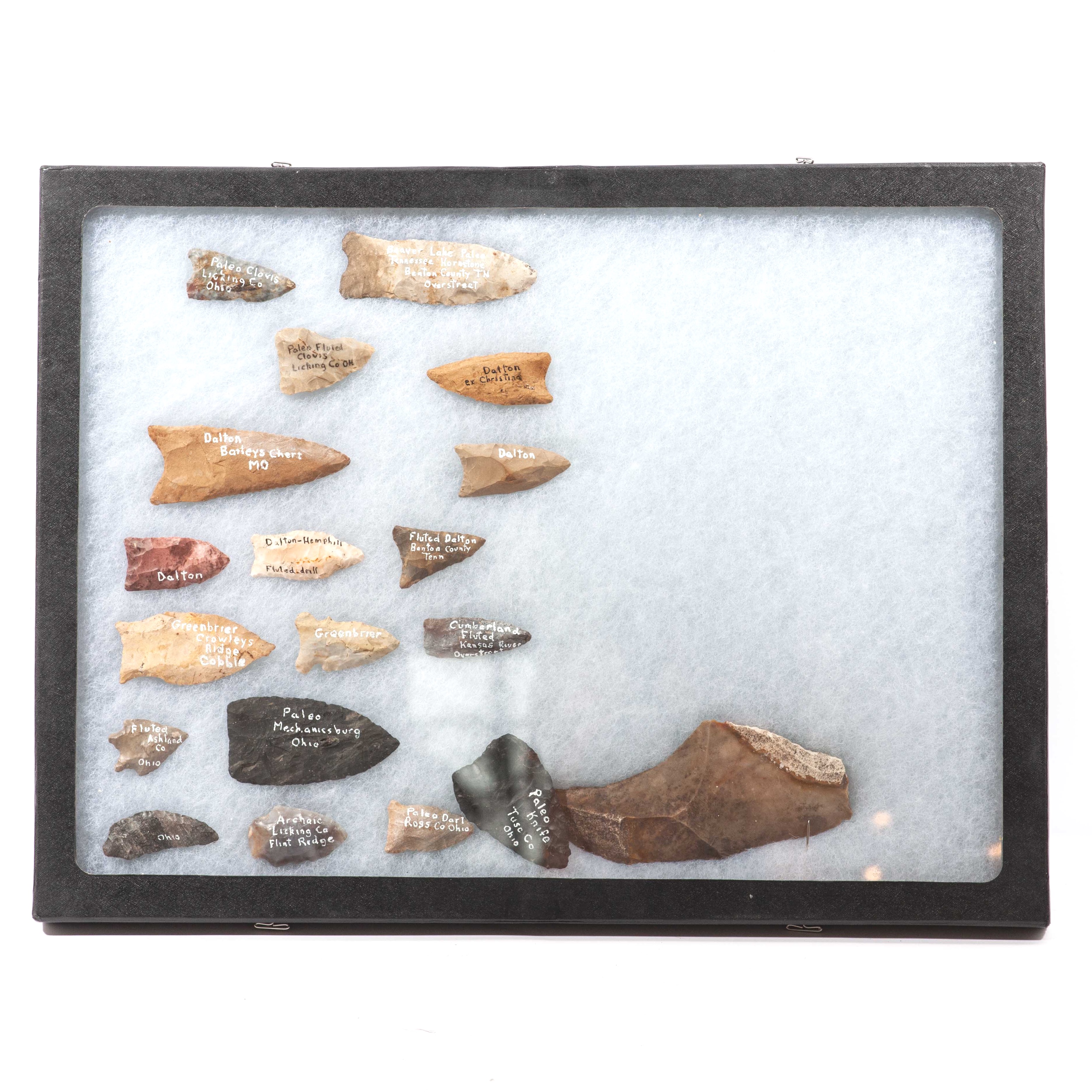 Native American Projectile Points and Lithic Debitage in Shadow Box
