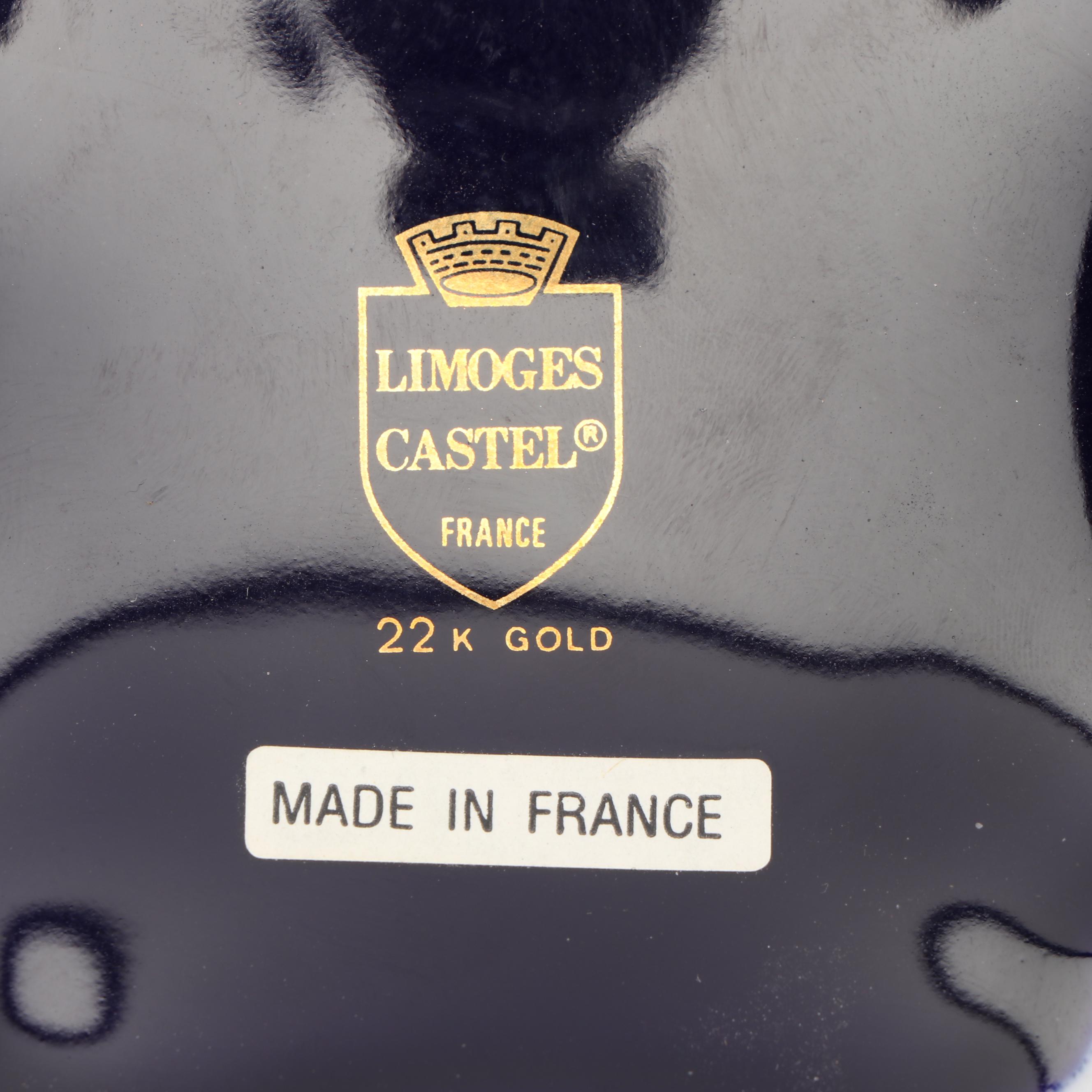 Limoges Castel Porcelain Cobalt Trinket Box with 22K Gold