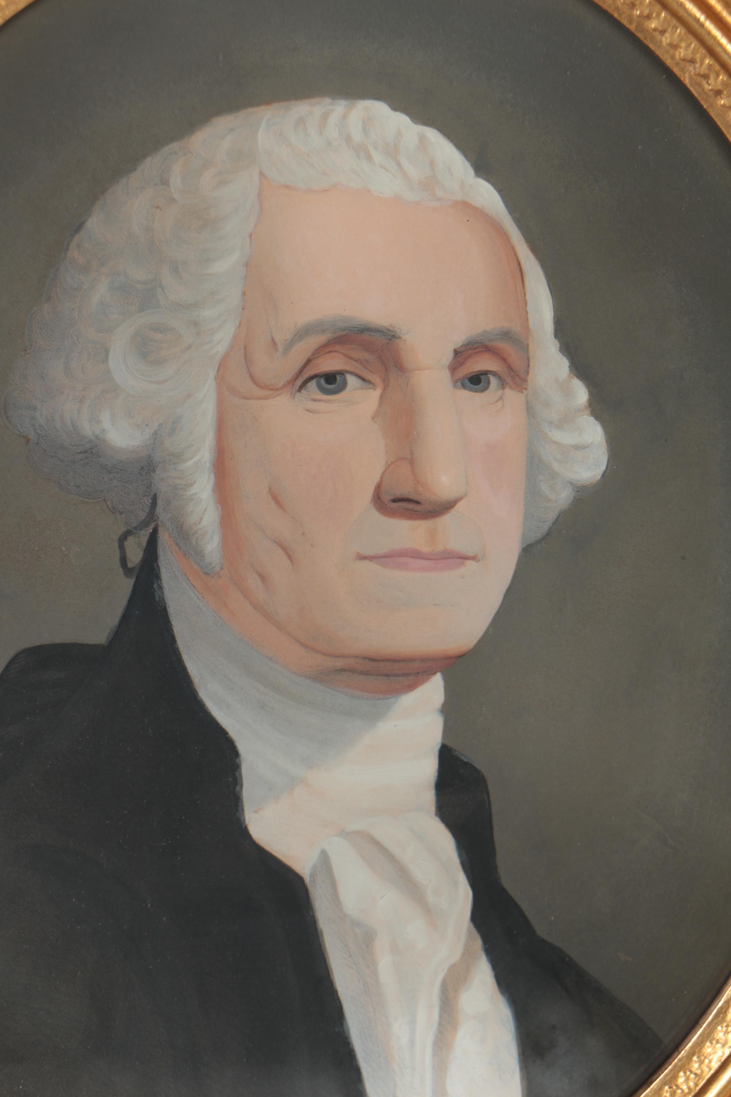 Gouache Painted Currier and Ives Lithograph "George Washington"
