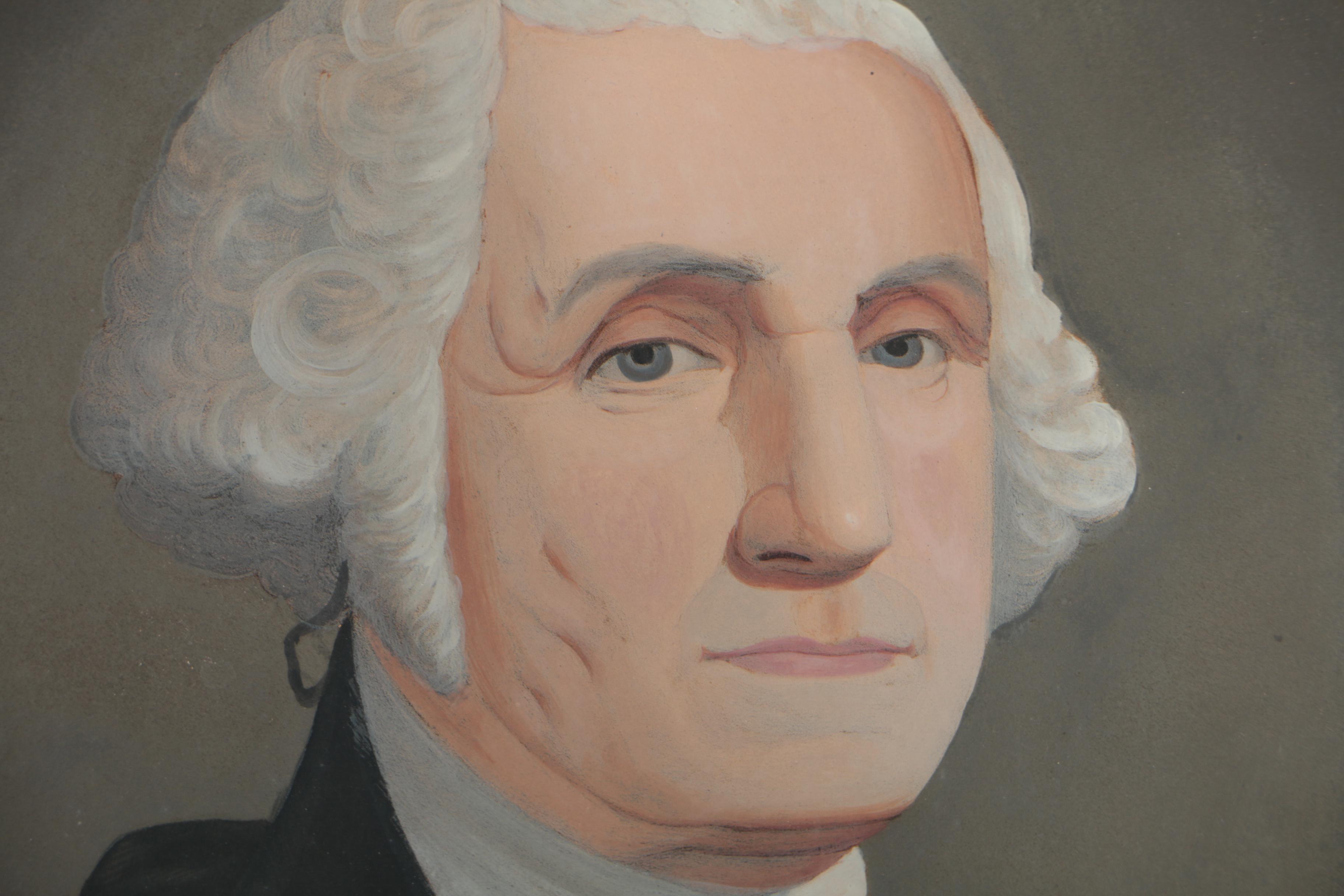Gouache Painted Currier and Ives Lithograph "George Washington"