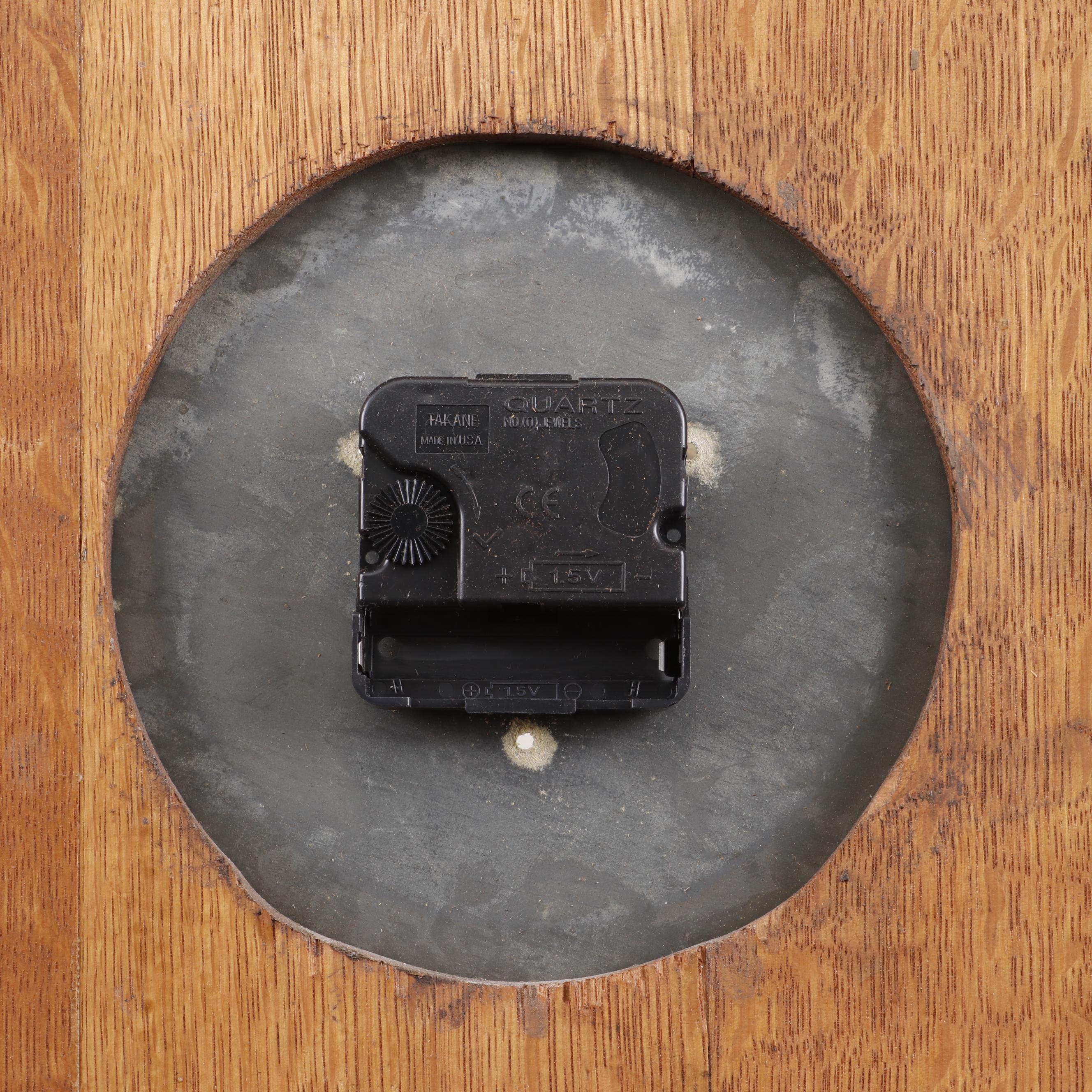 Converted Standard Electric Time Co. Oak School Wall Clock