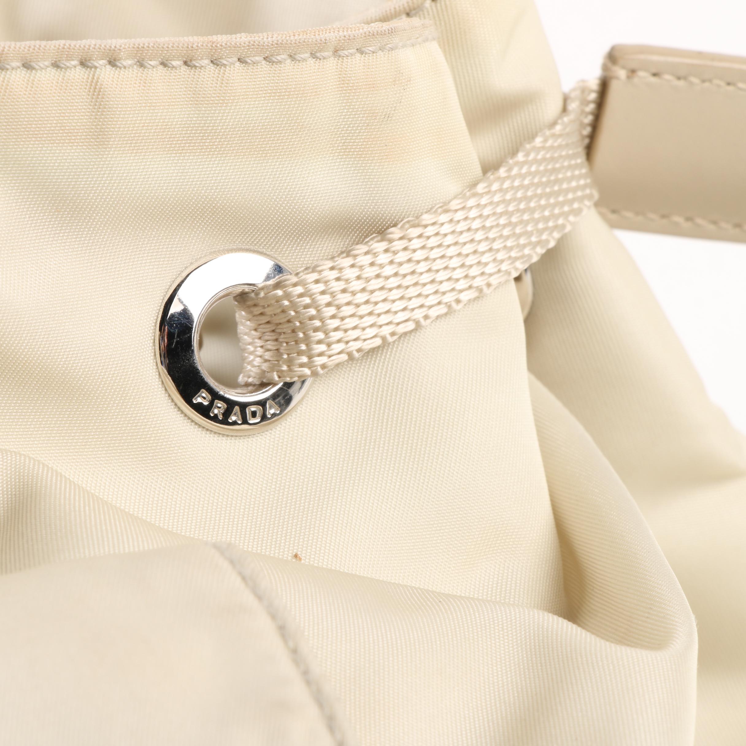 Prada Side-Cinch Two-Tone Shoulder Bag in Nylon and Leather