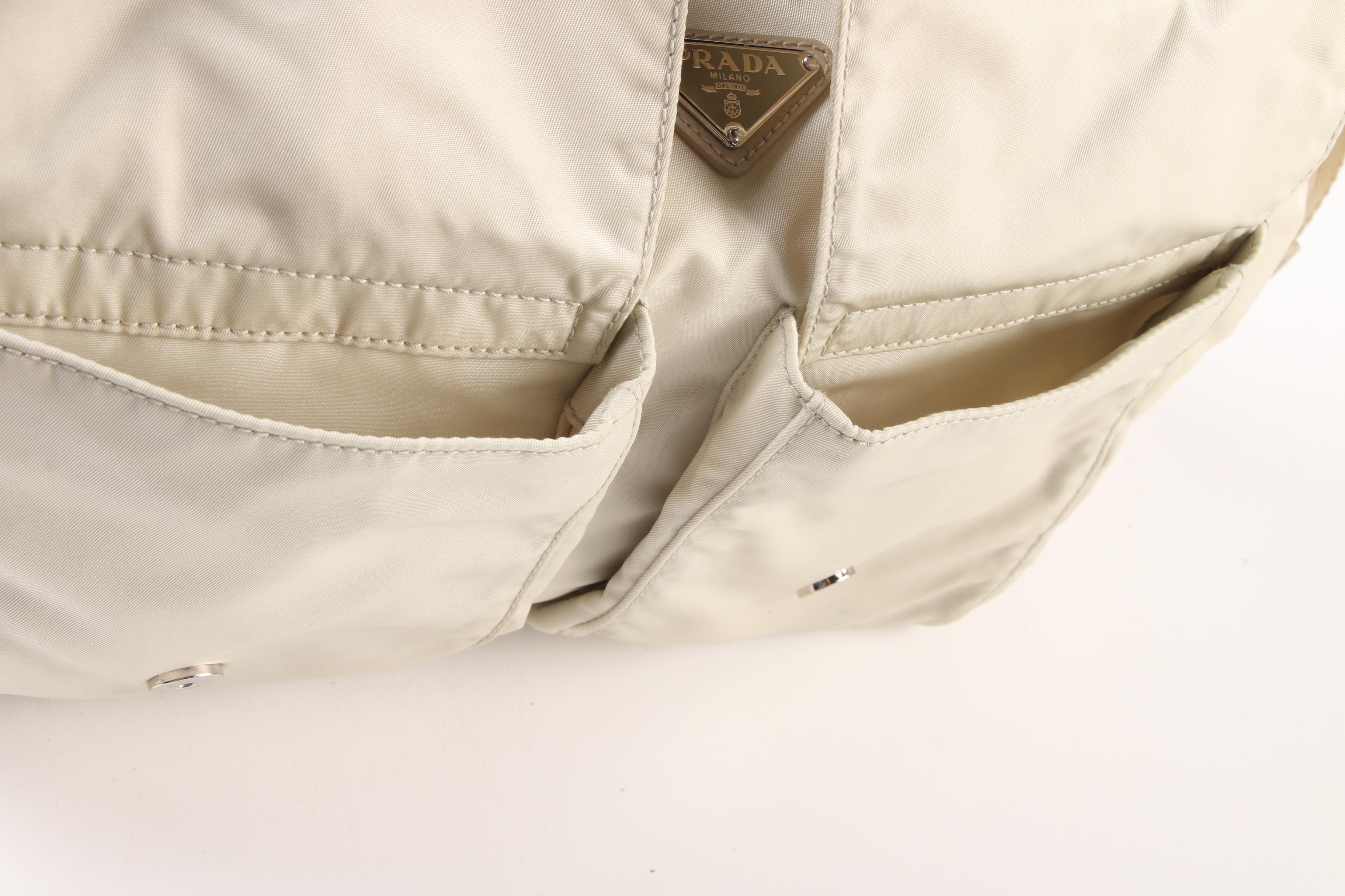 Prada Side-Cinch Two-Tone Shoulder Bag in Nylon and Leather