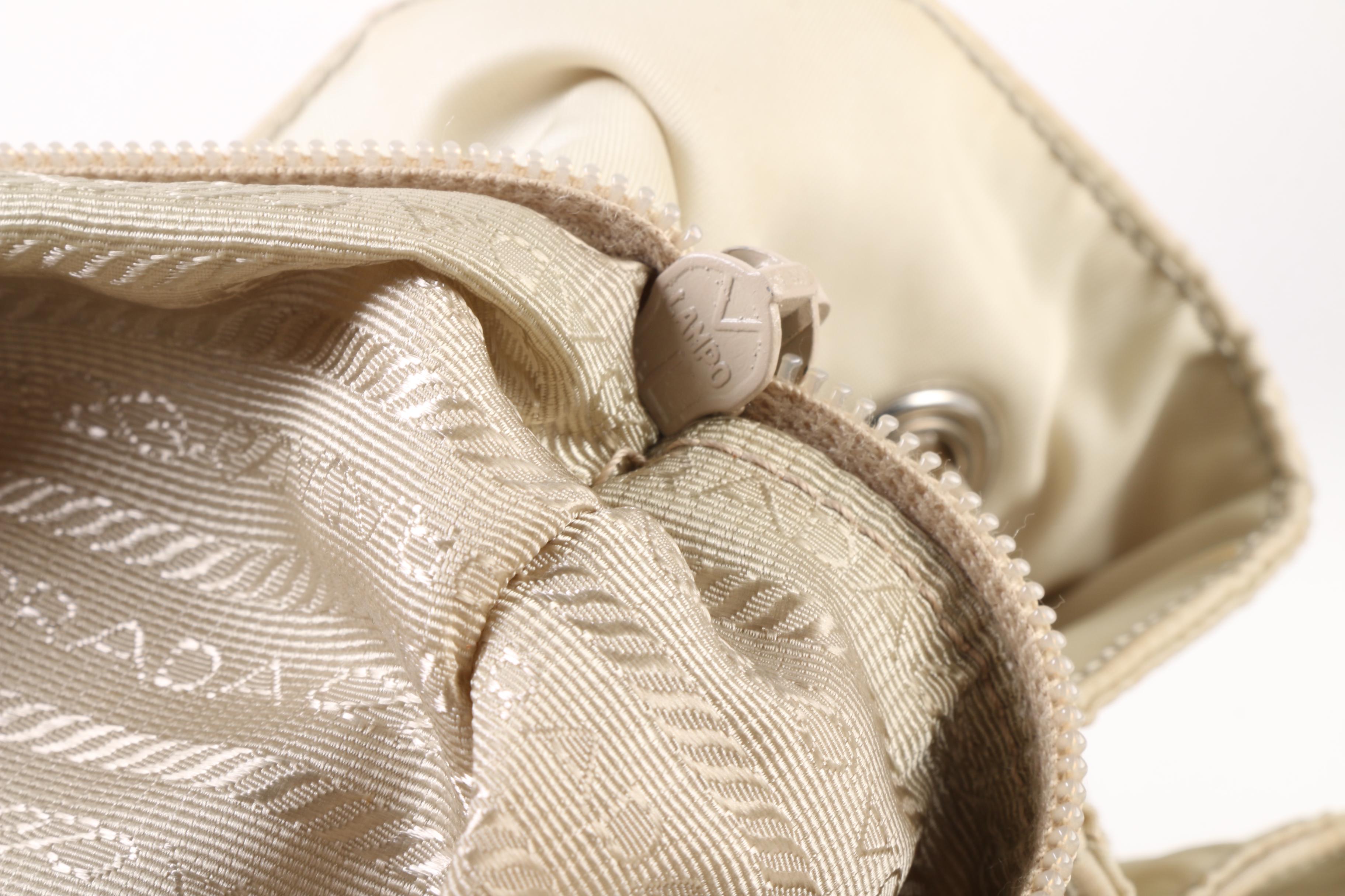 Prada Side-Cinch Two-Tone Shoulder Bag in Nylon and Leather