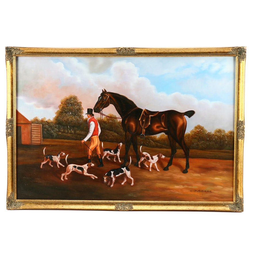 J. Hoppman Contemporary Hunting Genre Oil Painting