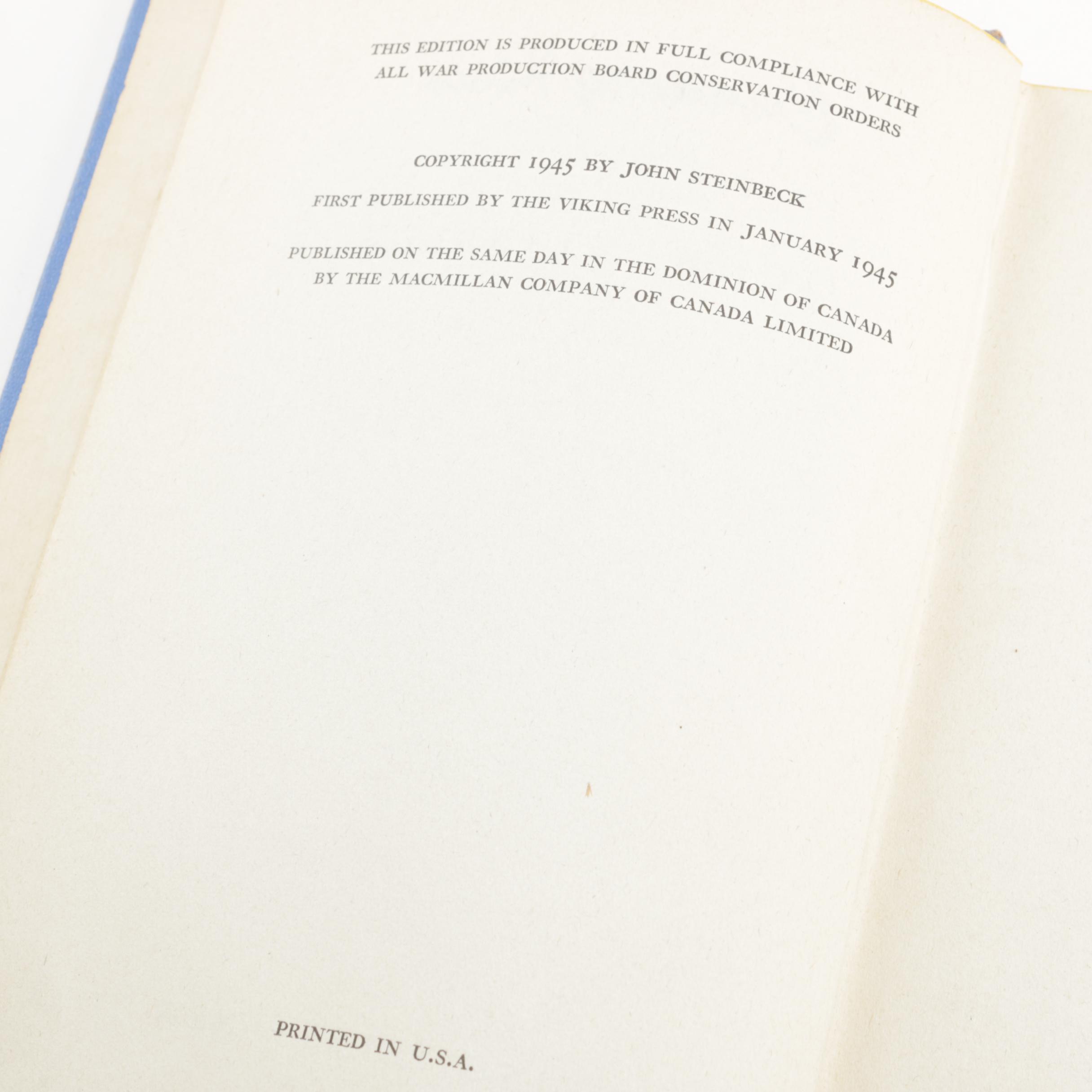 John Steinbeck's "Cannery Row", Second Printing and Book Club Edition