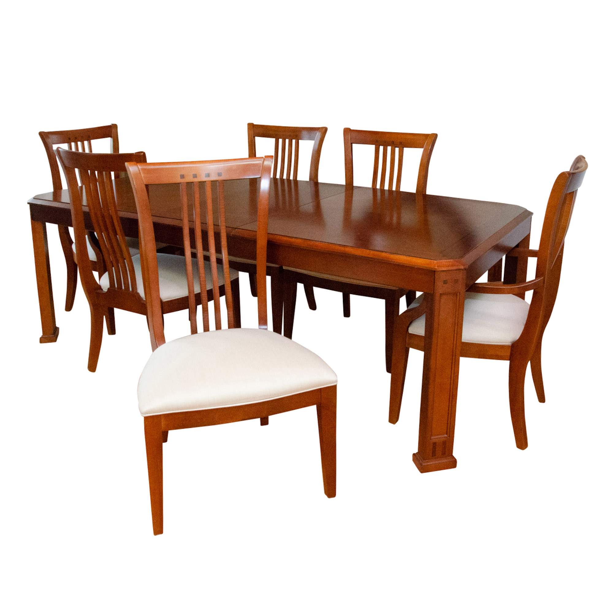 Contemporary Thomasville Cherry Mission Style Dining Table with Chairs