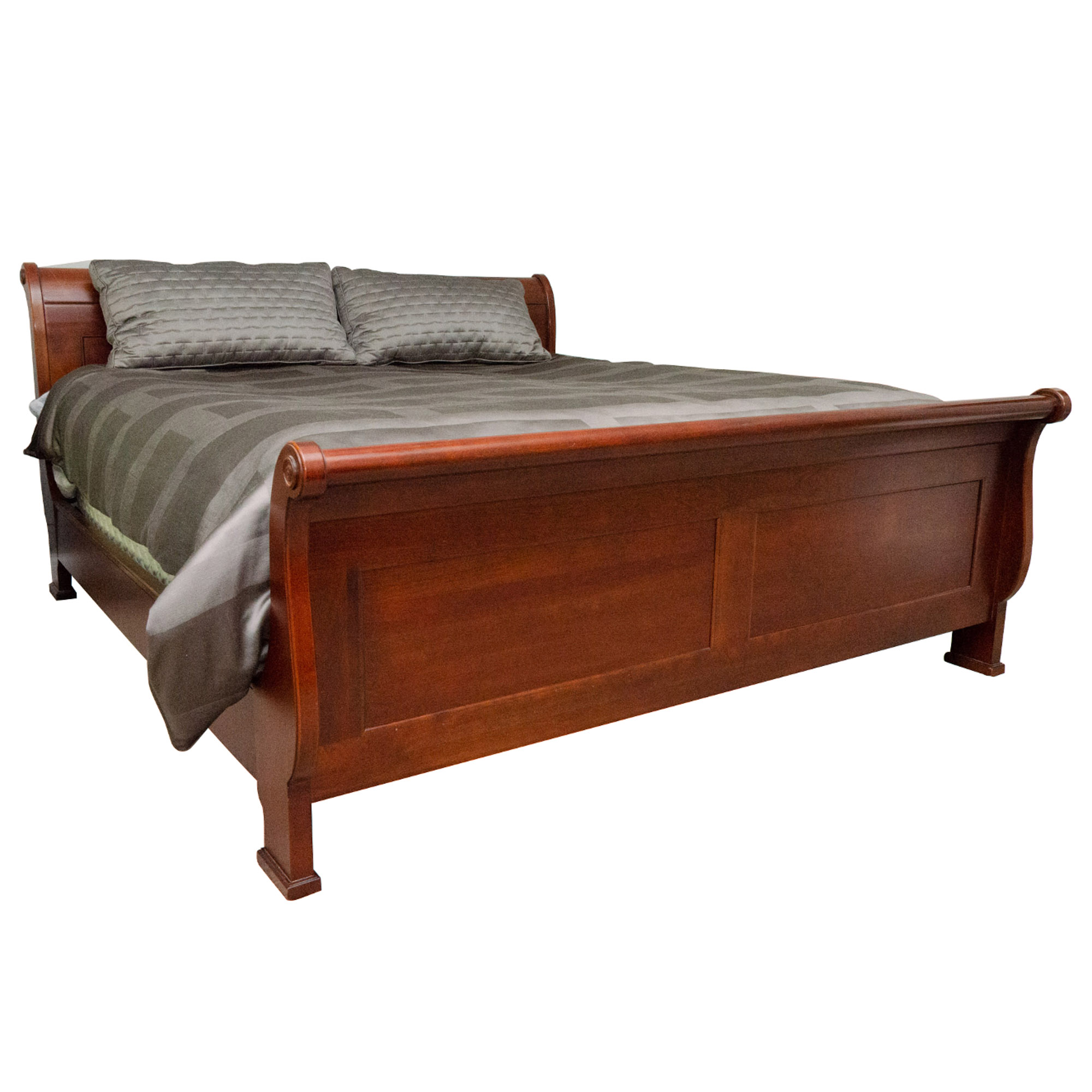 Contemporary Cherry King Size Sleigh Bed Frame