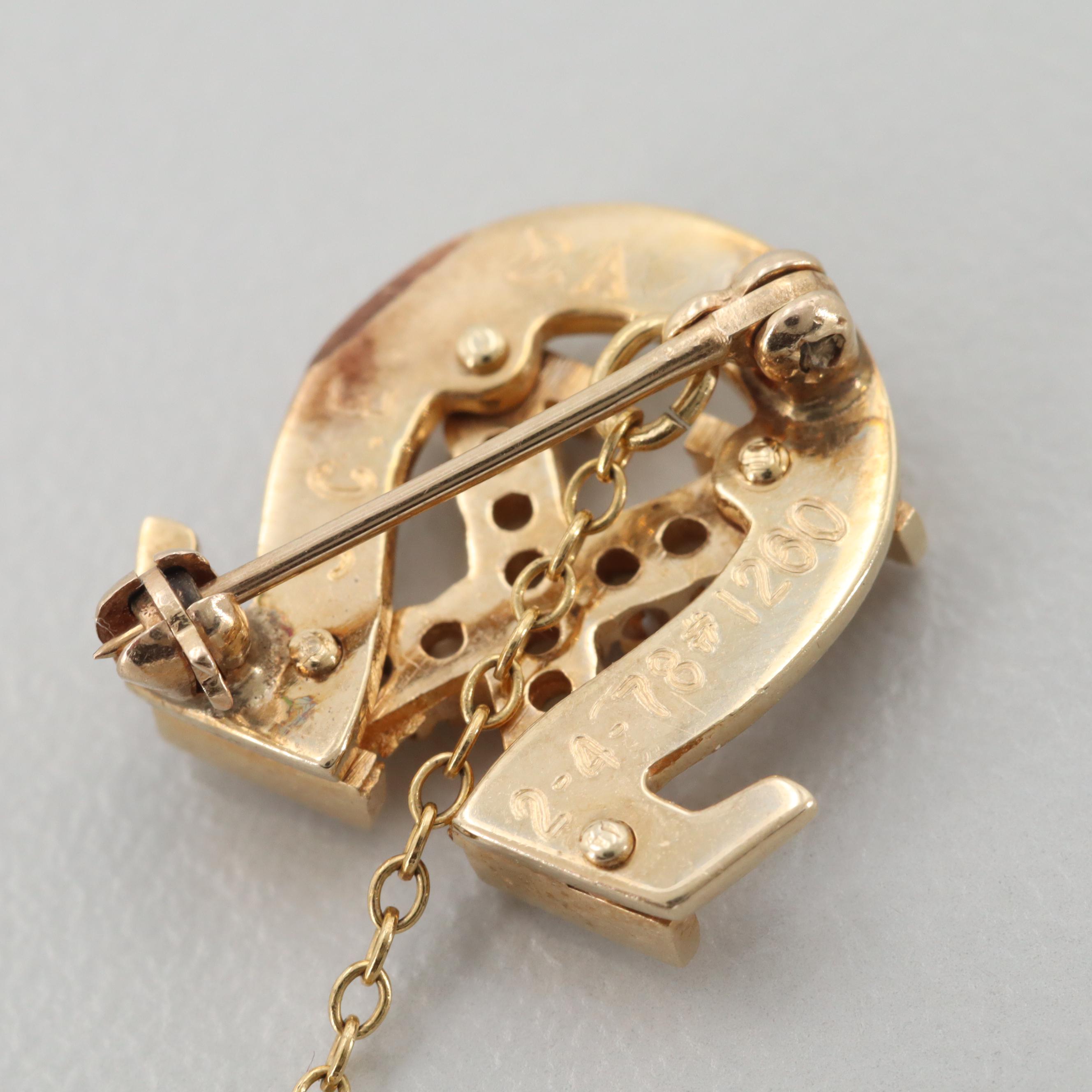 Vintage 10K Yellow Gold Chi Omega Sorority Badge with Cultured Pearls and Enamel