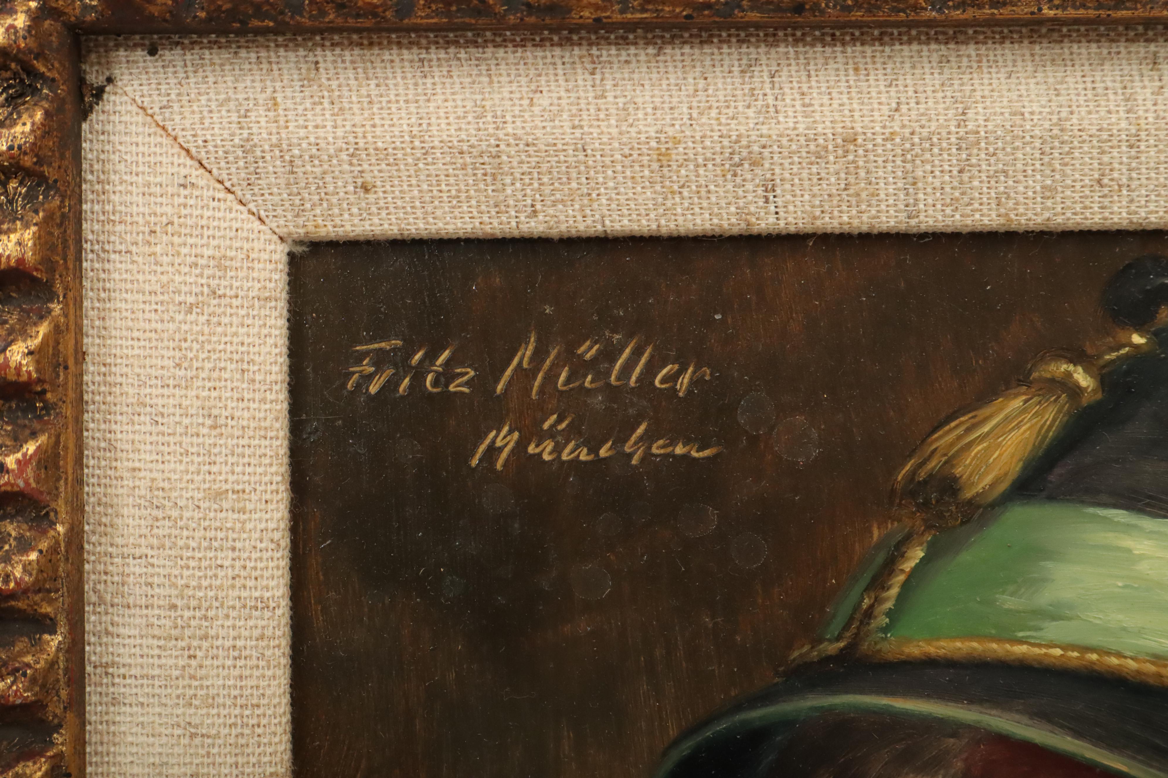 Fritz Müller Bavarian Portrait Oil Painting