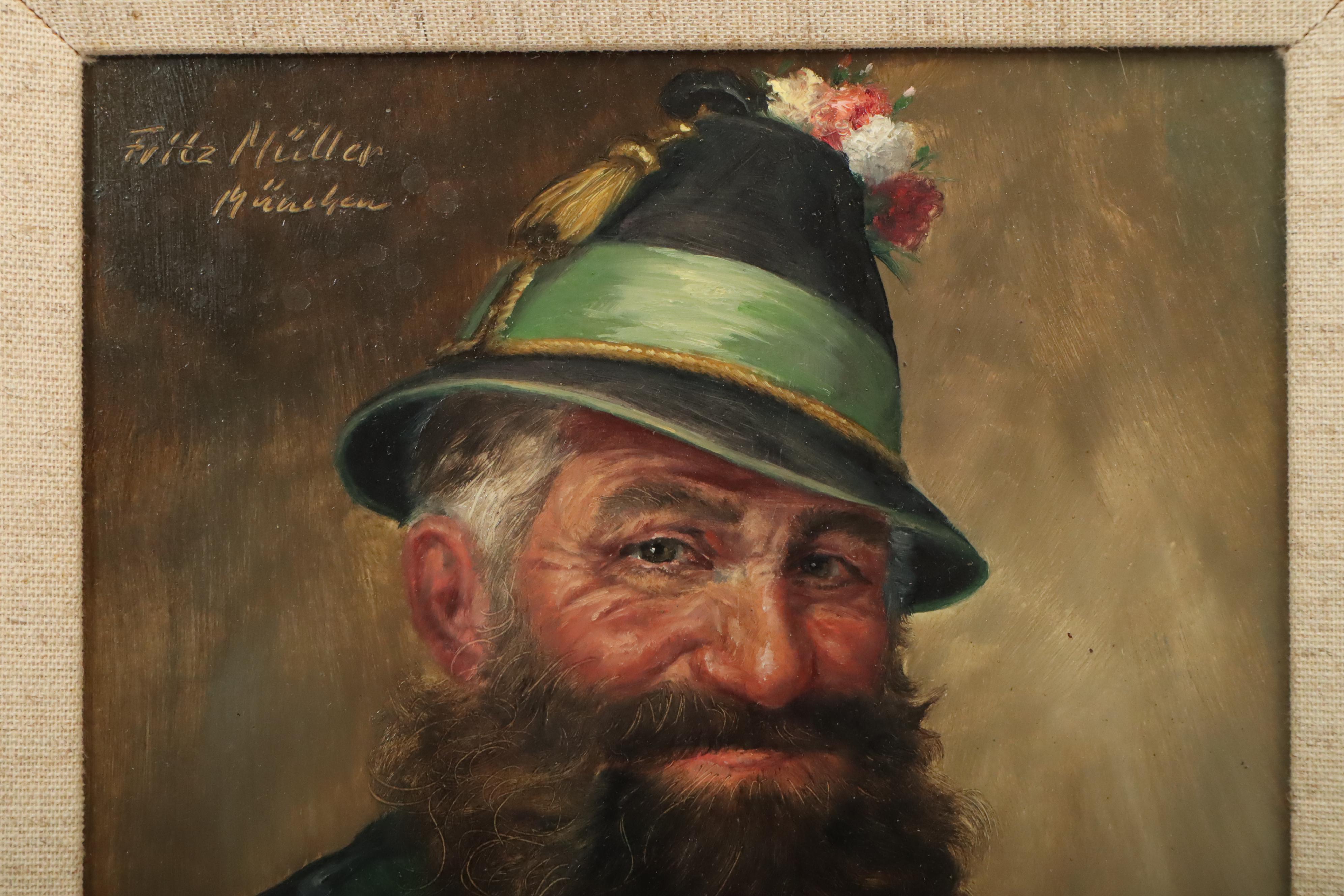 Fritz Müller Bavarian Portrait Oil Painting