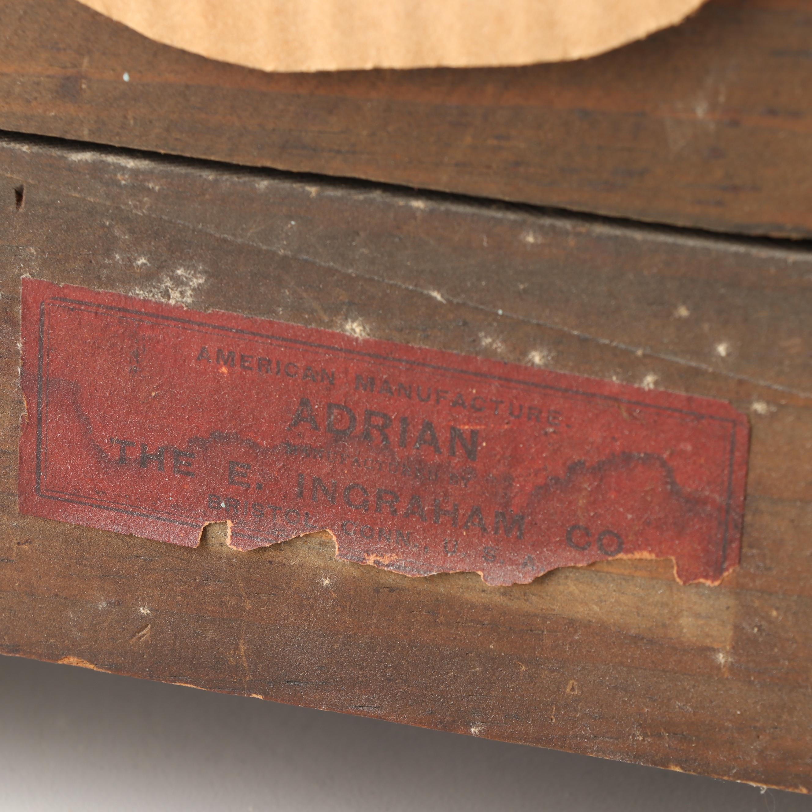 E. Ingraham "Adrian" Adamantine Mantel Clock, Early 20th Century