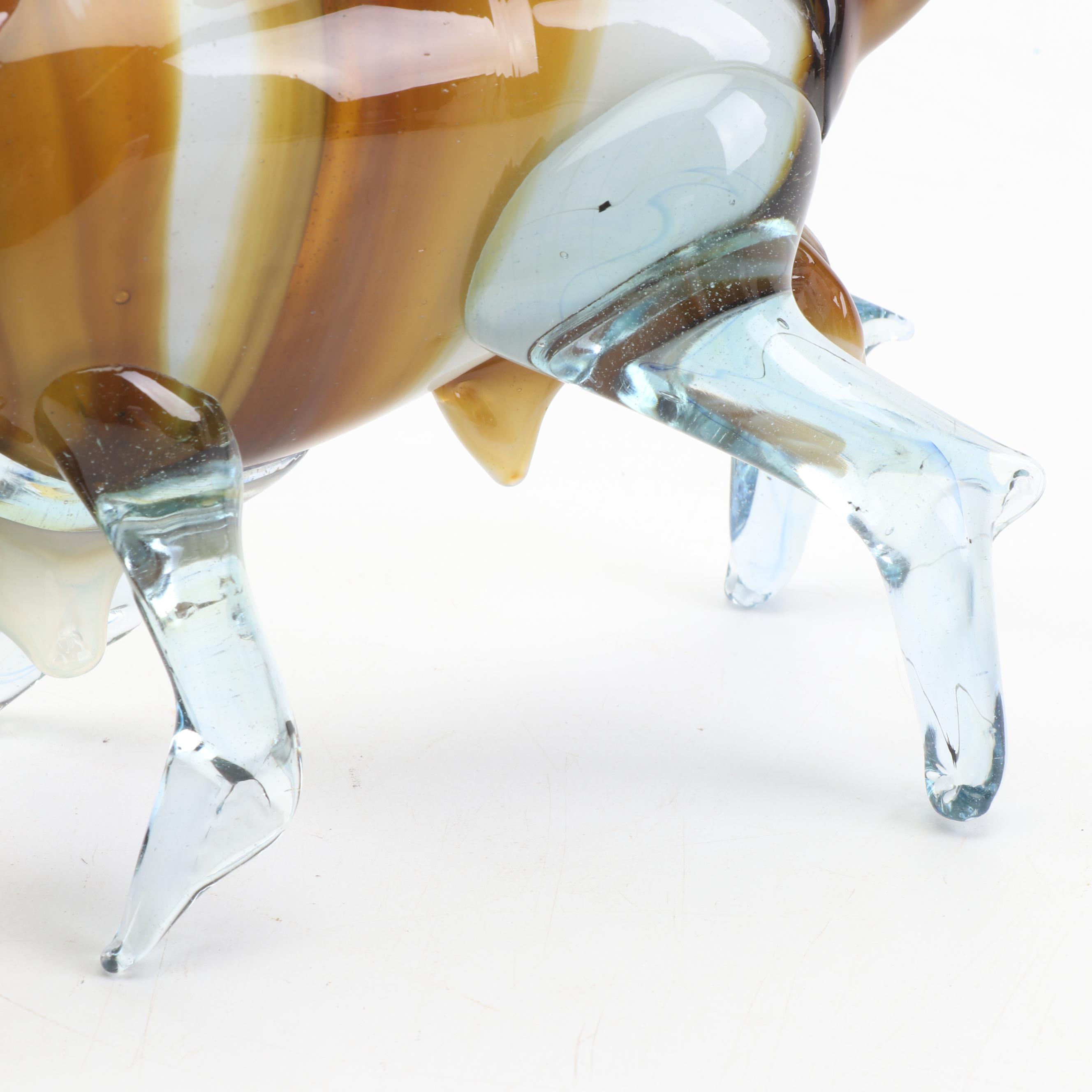 Hand Blown Art Glass Bull Form Figurine
