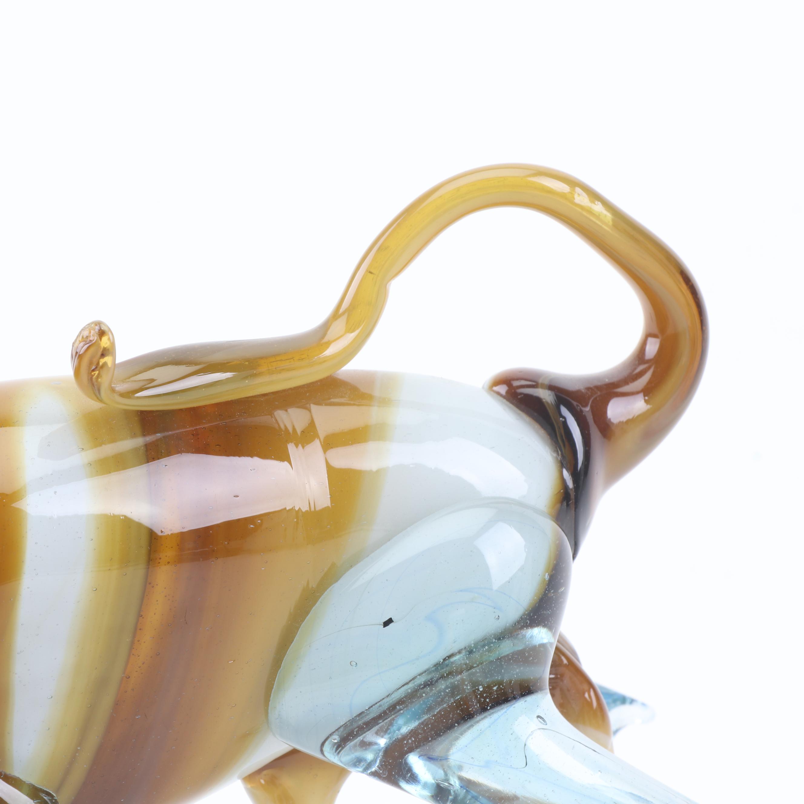 Hand Blown Art Glass Bull Form Figurine