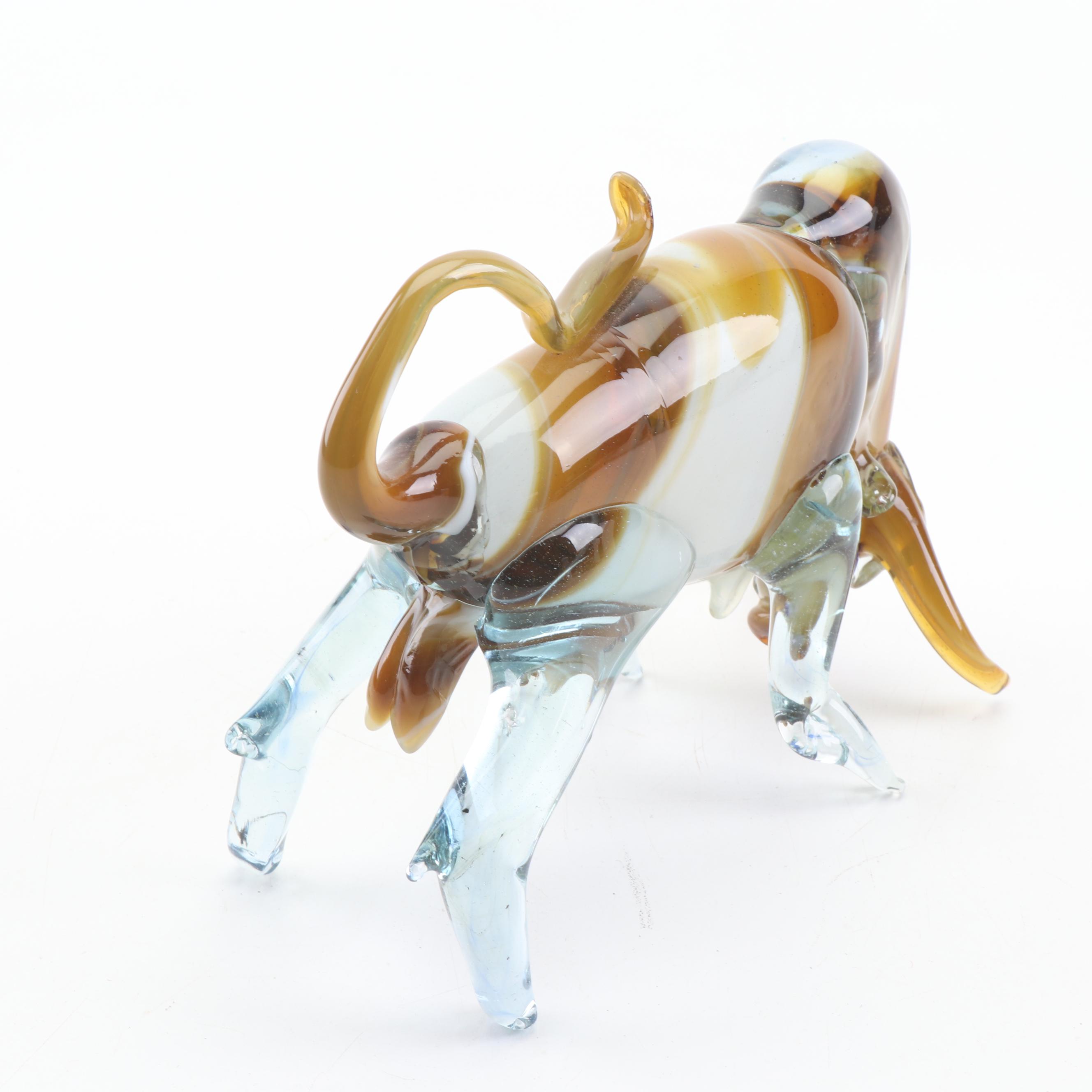 Hand Blown Art Glass Bull Form Figurine