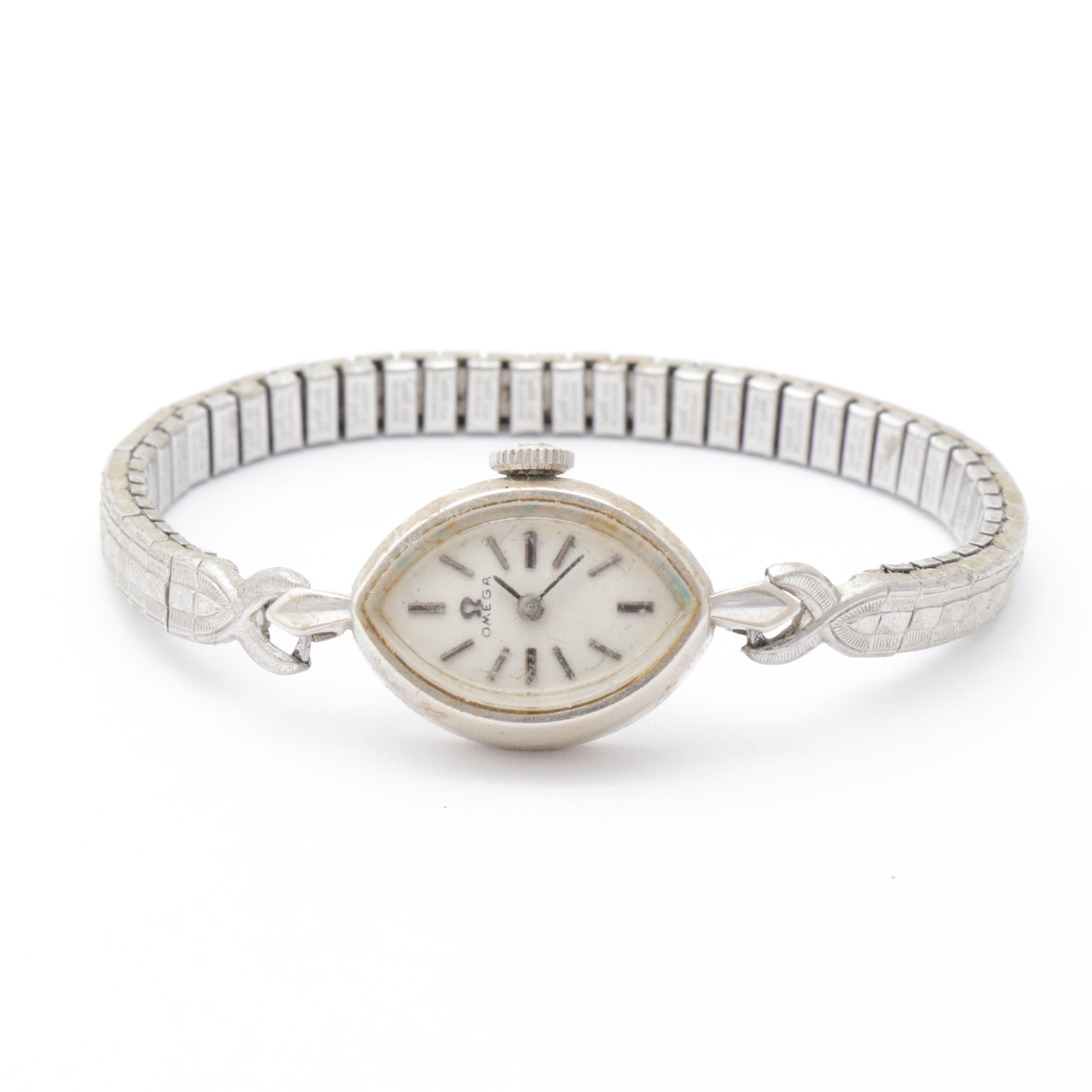 14K White Gold Omega Watch