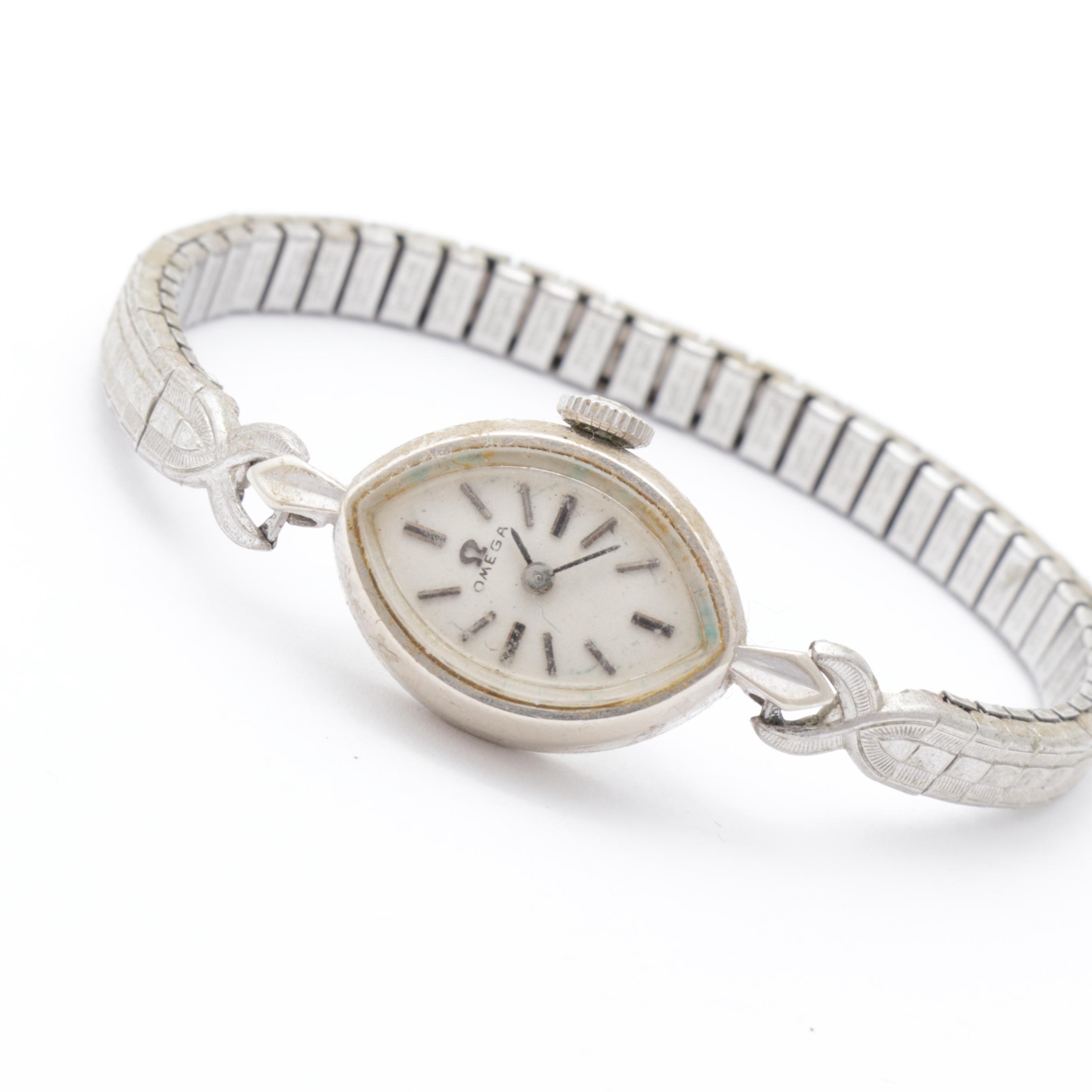 14K White Gold Omega Watch