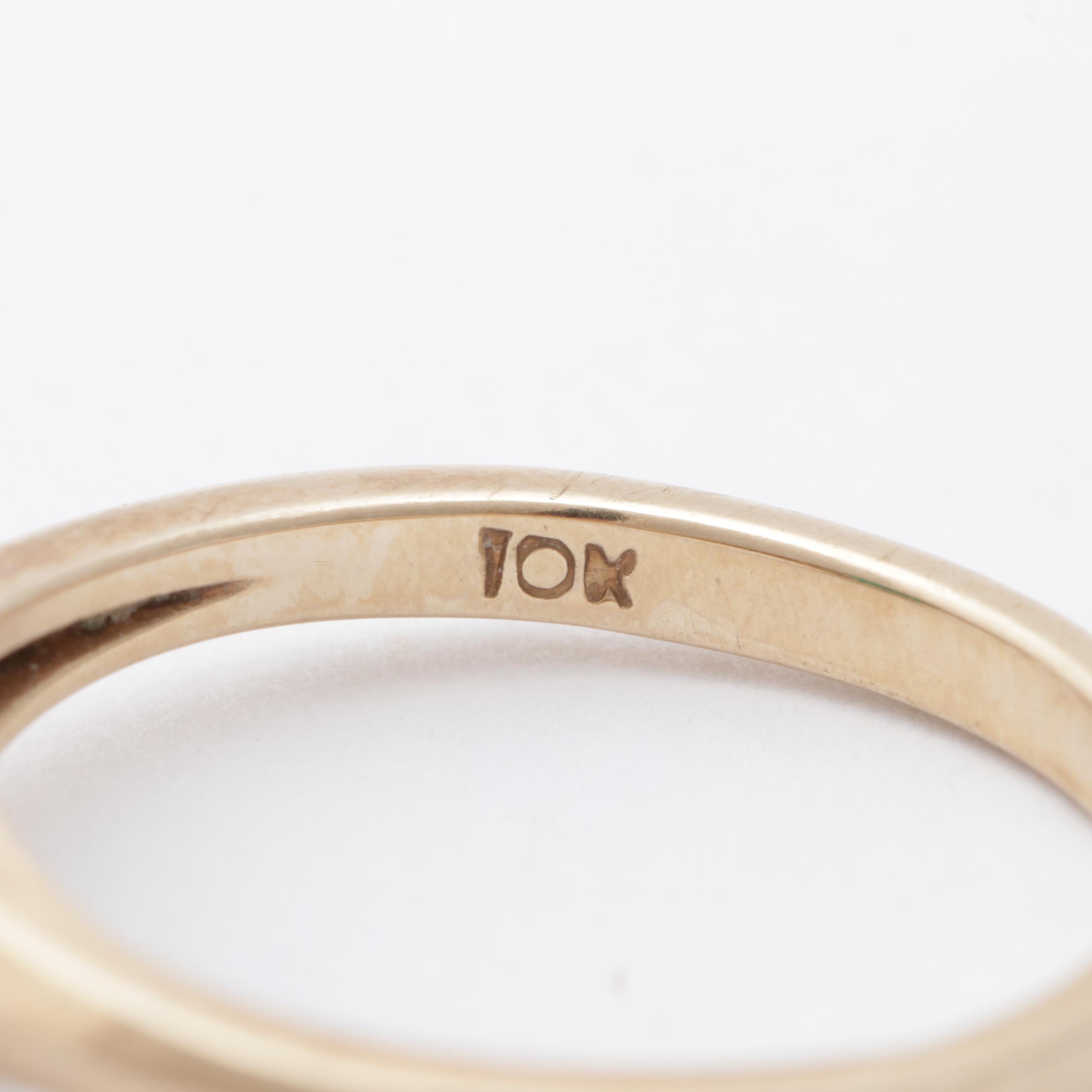 10K Yellow Gold Synthetic Emerald Ring