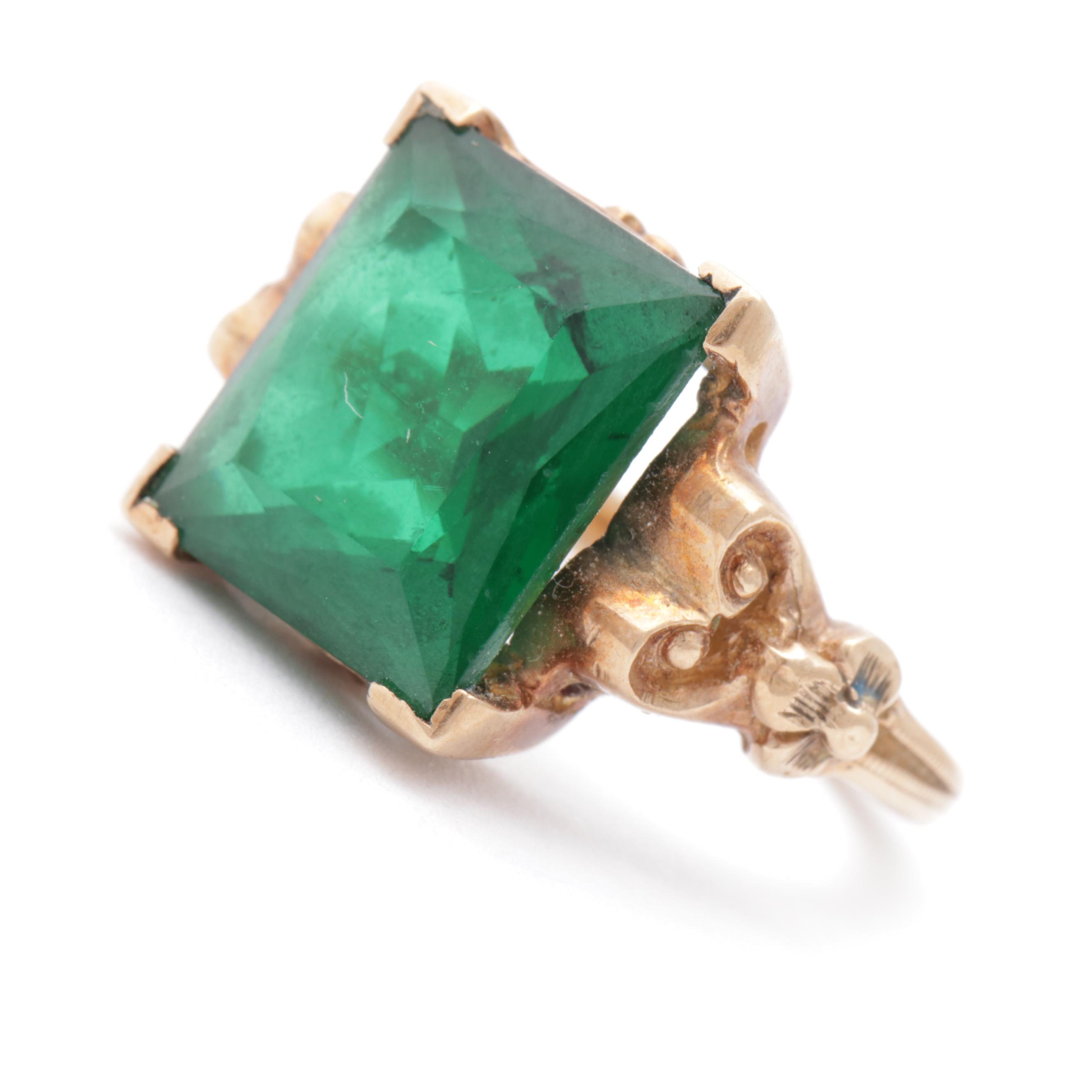 10K Yellow Gold Synthetic Spinel Ring