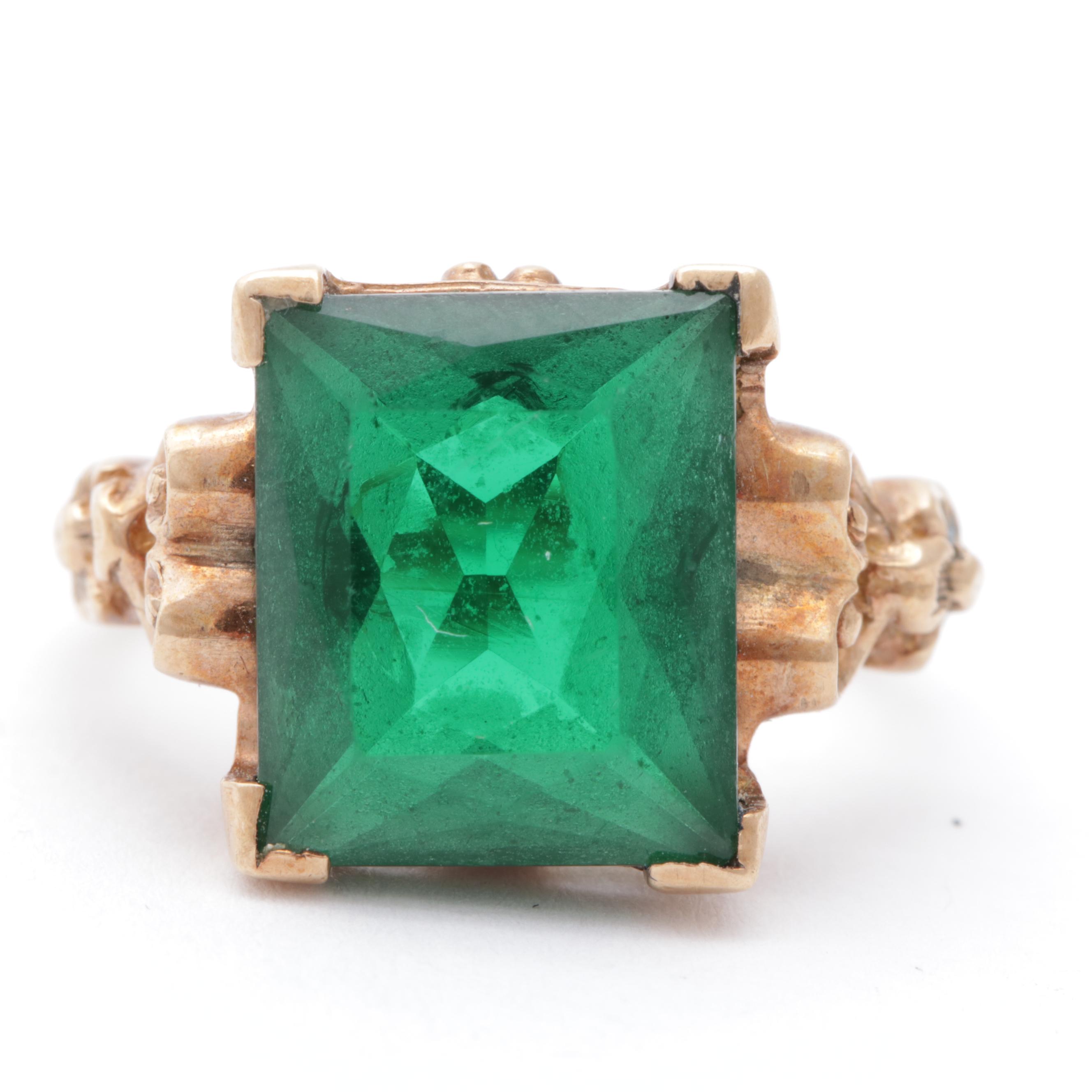 10K Yellow Gold Synthetic Spinel Ring