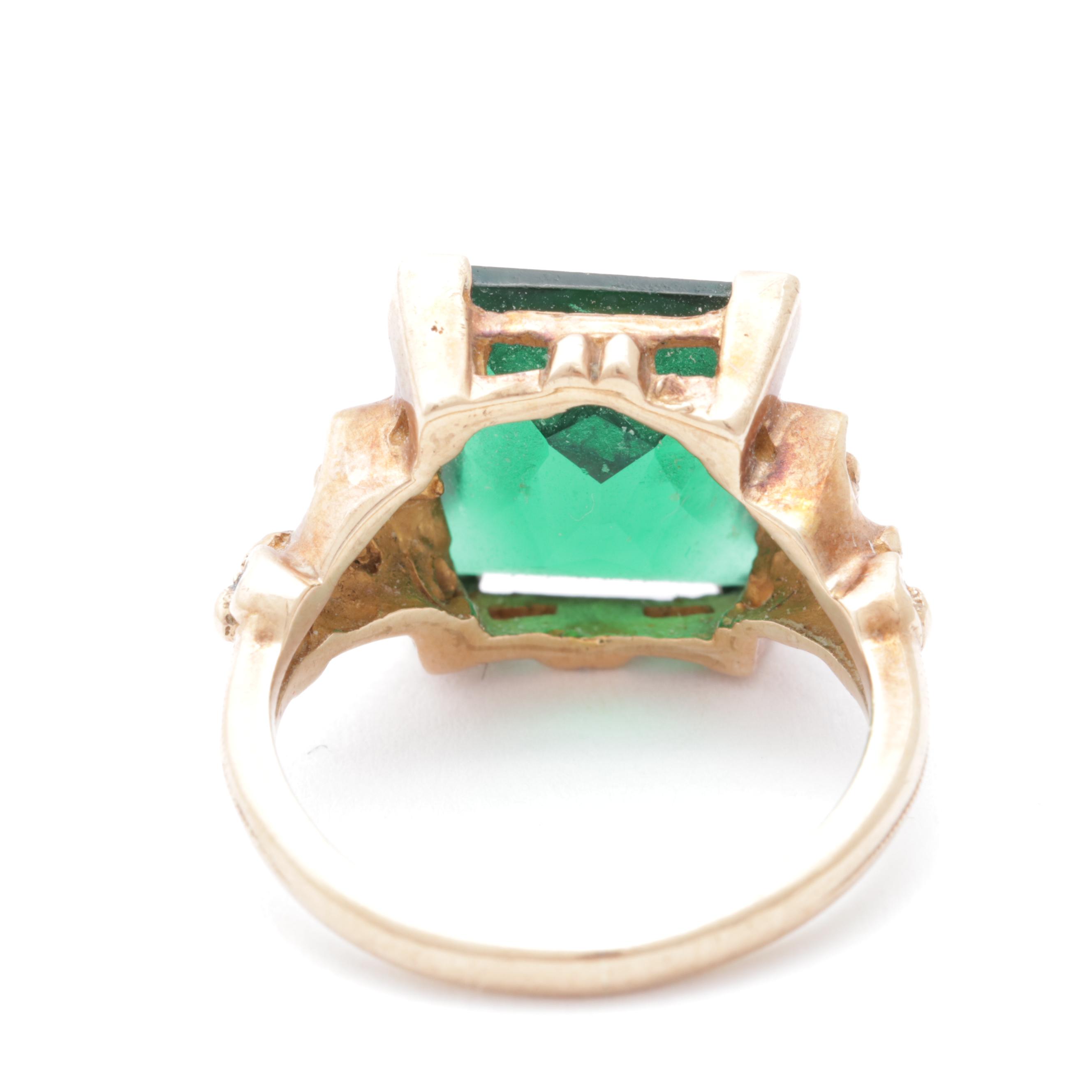 10K Yellow Gold Synthetic Spinel Ring