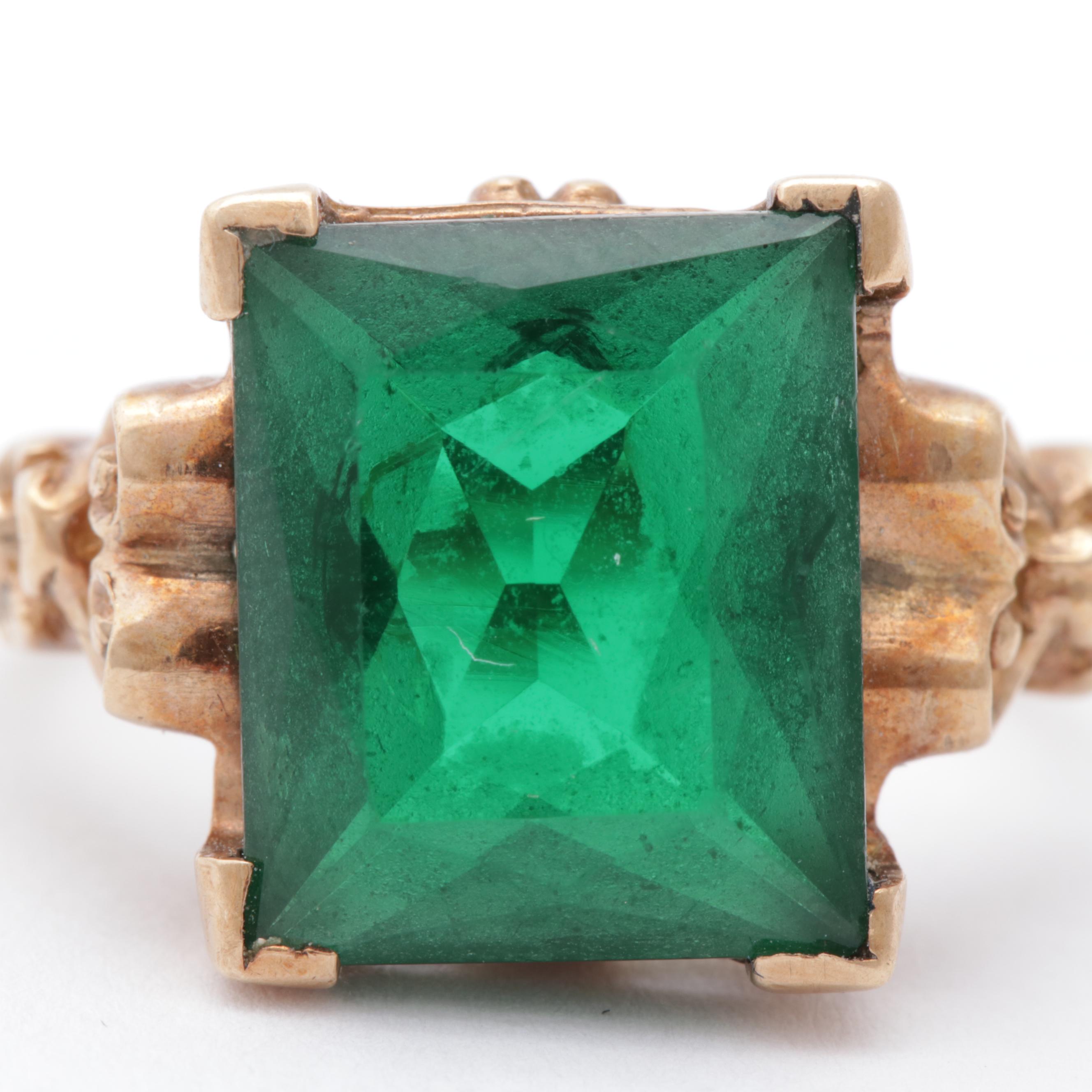 10K Yellow Gold Synthetic Spinel Ring