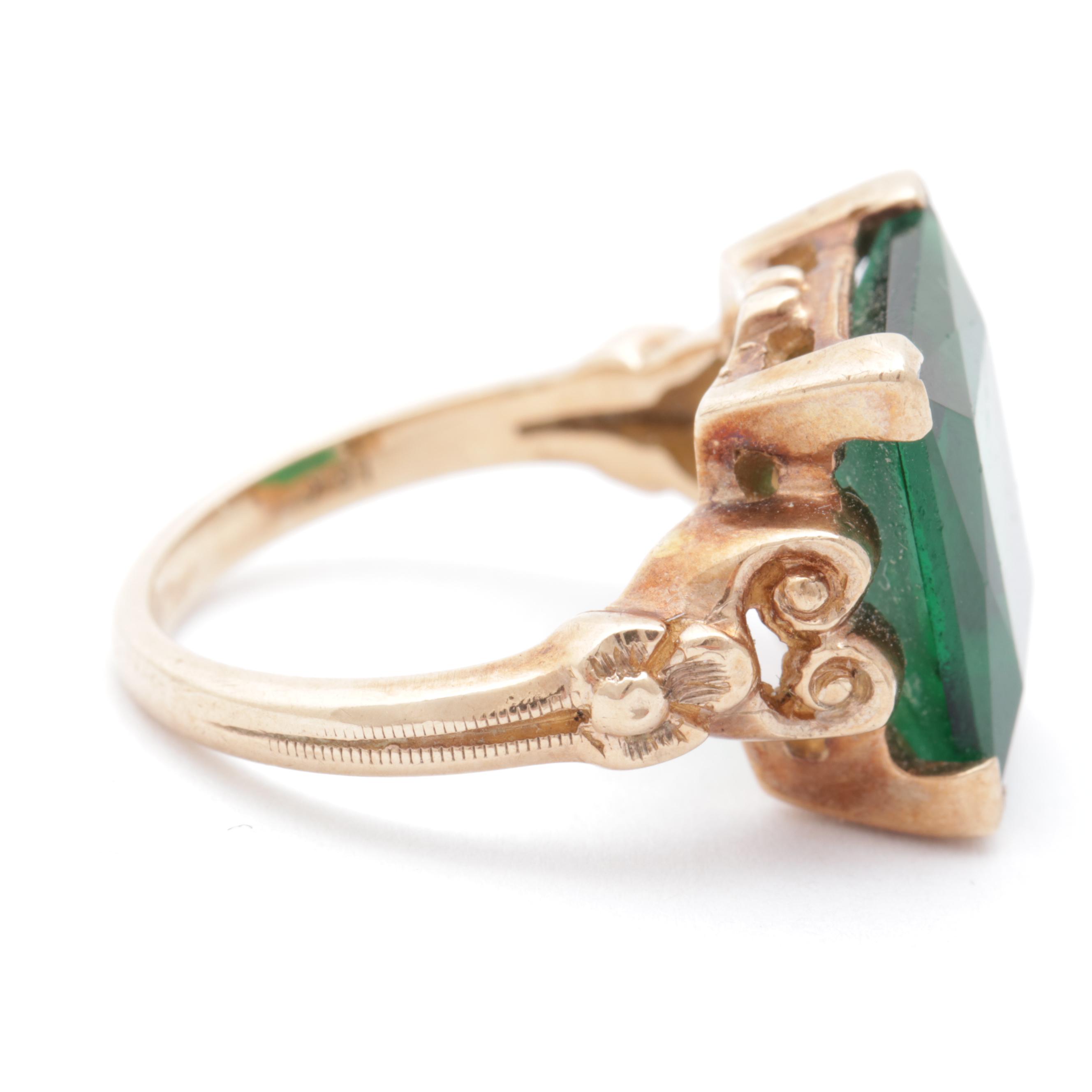 10K Yellow Gold Synthetic Spinel Ring