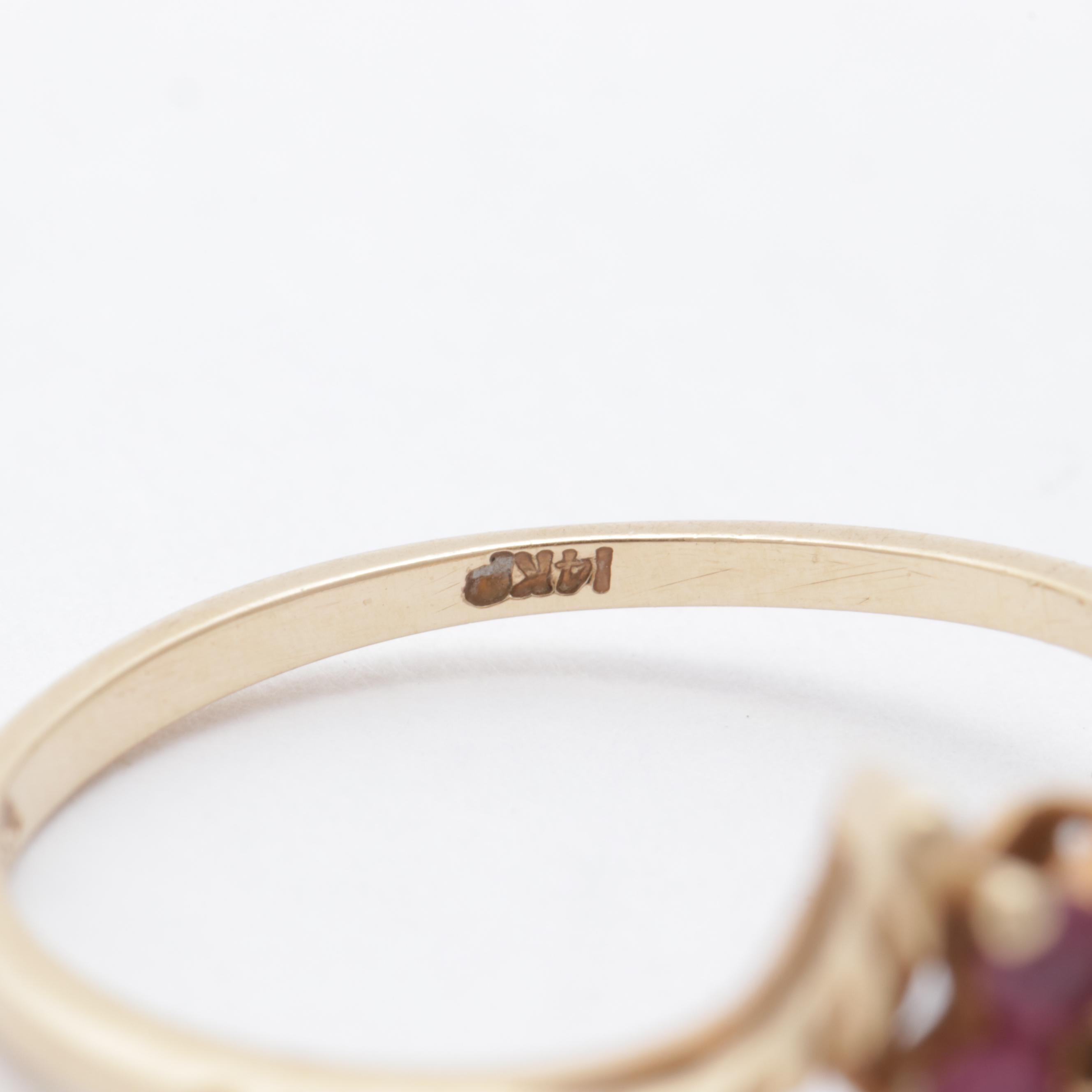 14K Yellow Gold Ruby and Diamond Ring