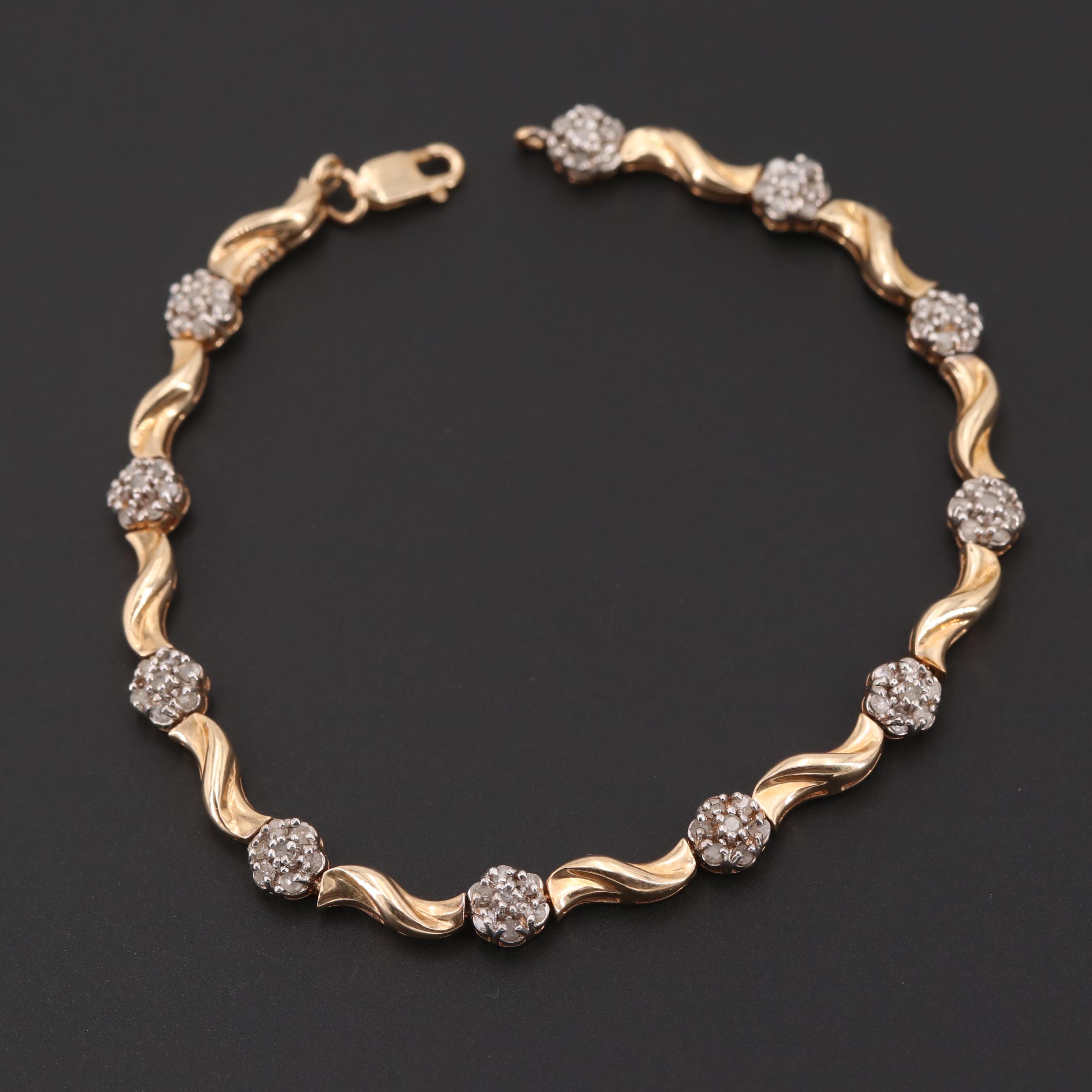 10K Yellow Gold Diamond Bracelet